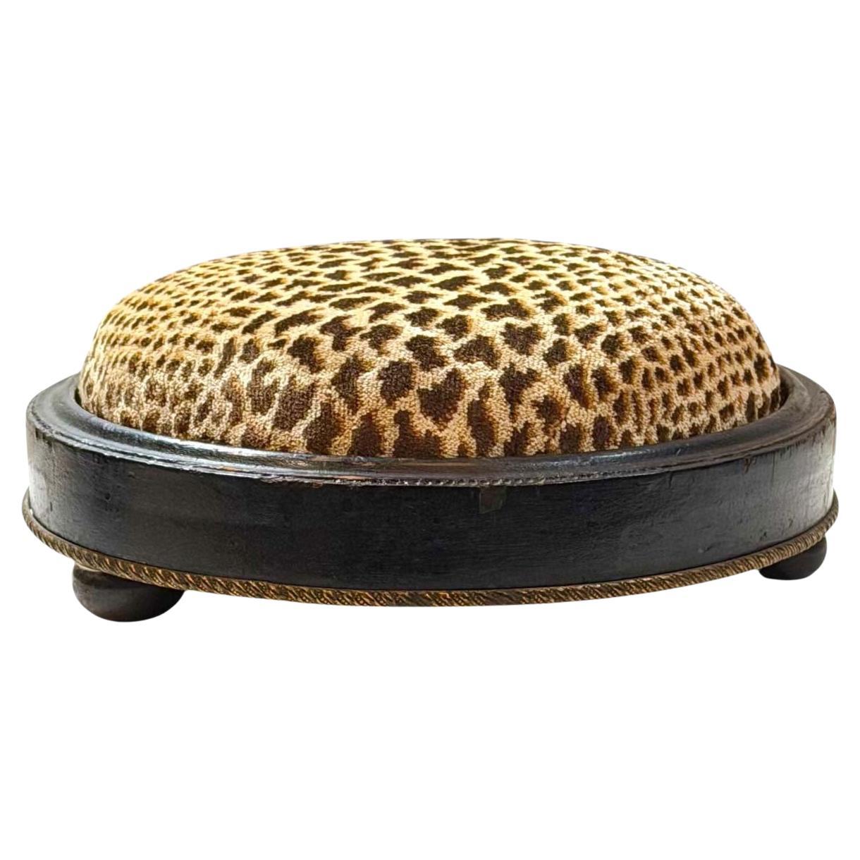 Late 19th Century English Upholstered Footstool For Sale