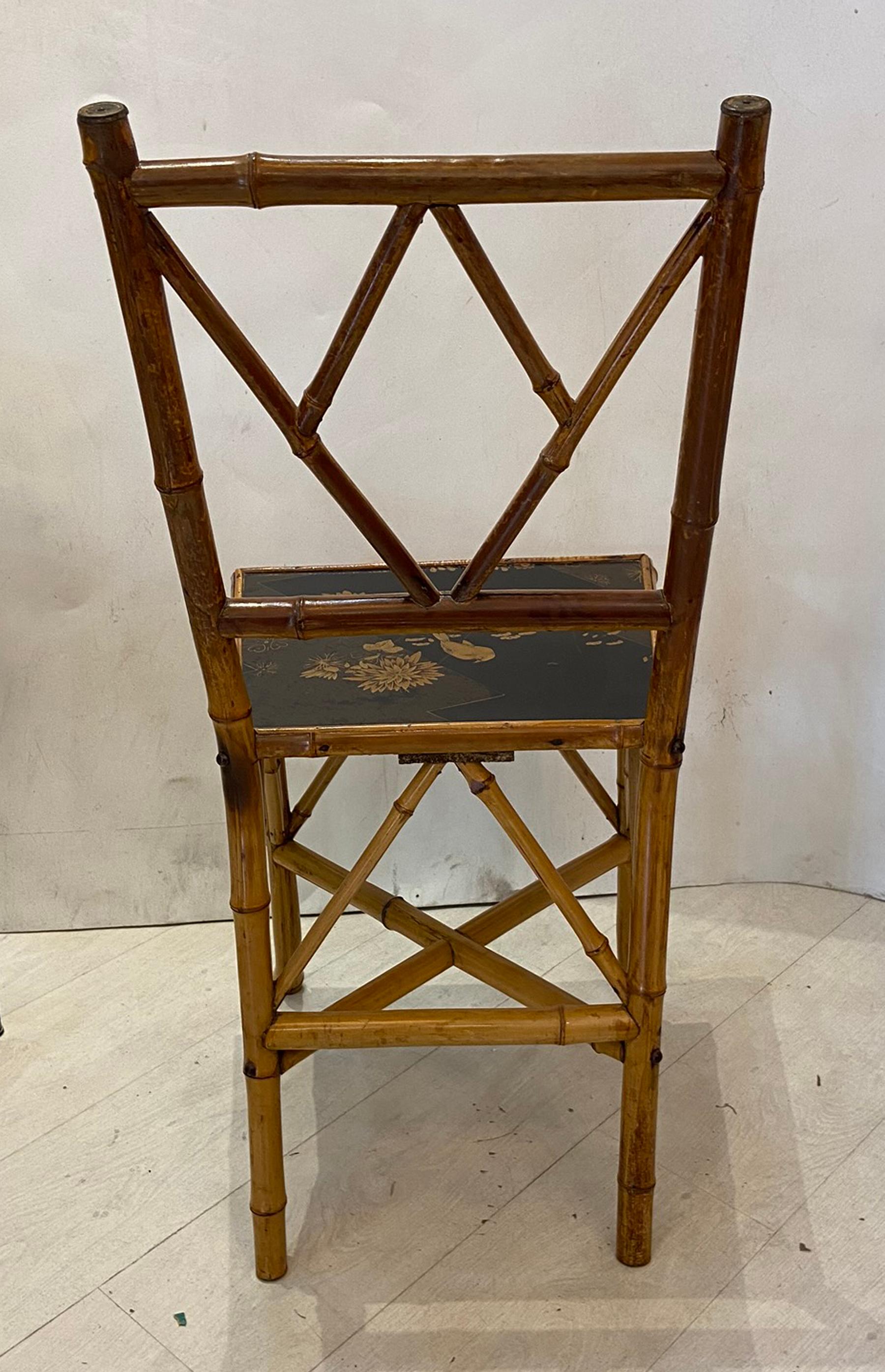 Late 19th Century English Victorian Bamboo Desk or Side Chair In Good Condition In West Palm Beach, FL