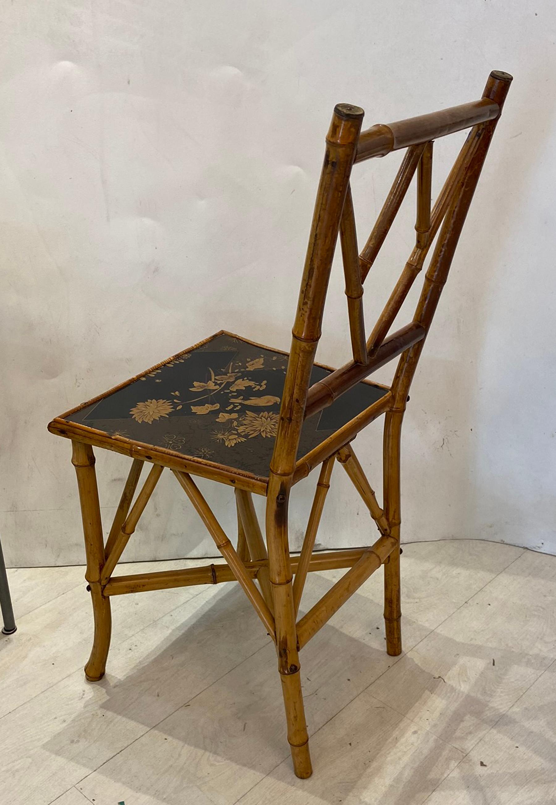 Late 19th Century English Victorian Bamboo Desk or Side Chair 1