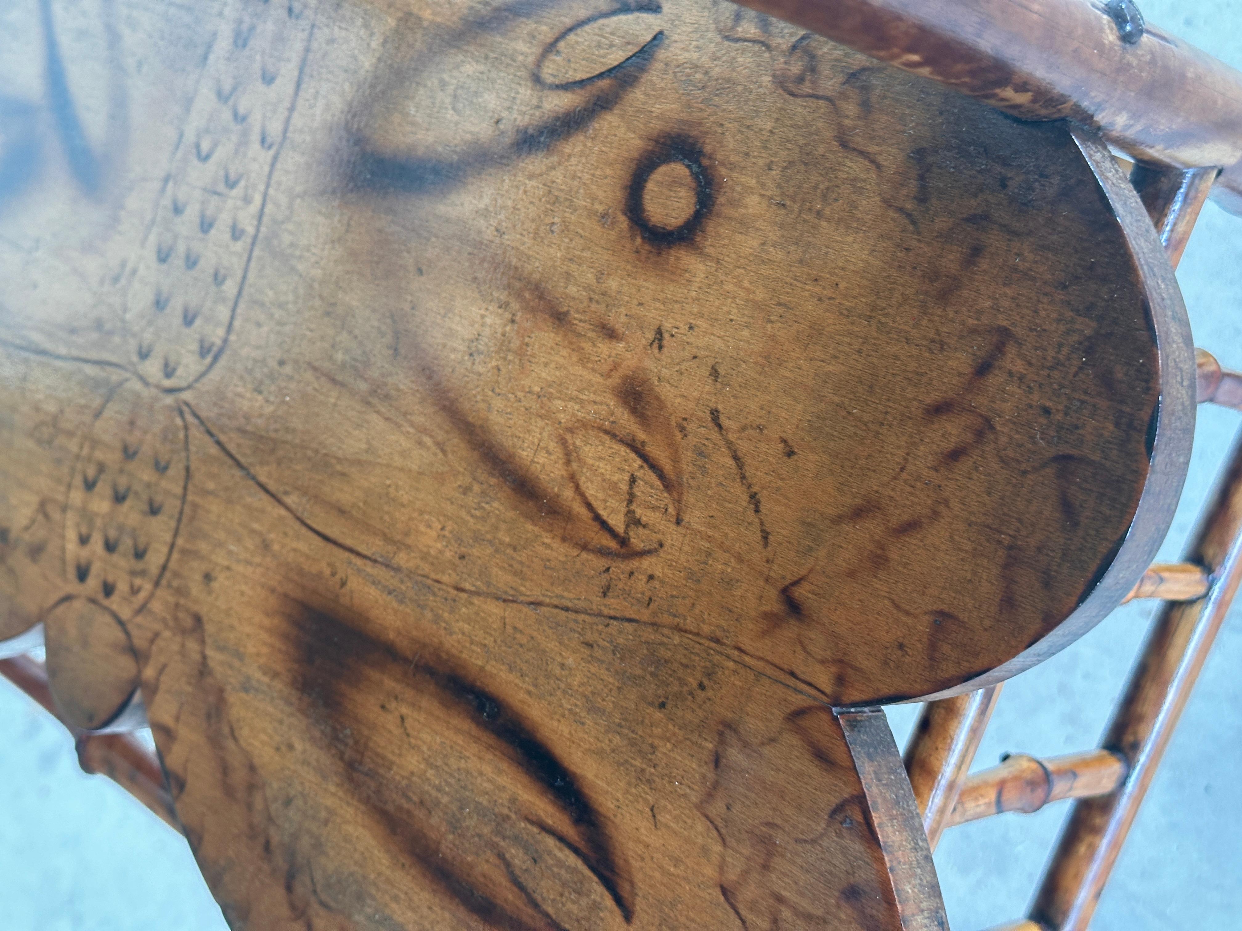 Late 19th Century English Victorian Scorched Bamboo Butterfly Side Table 10