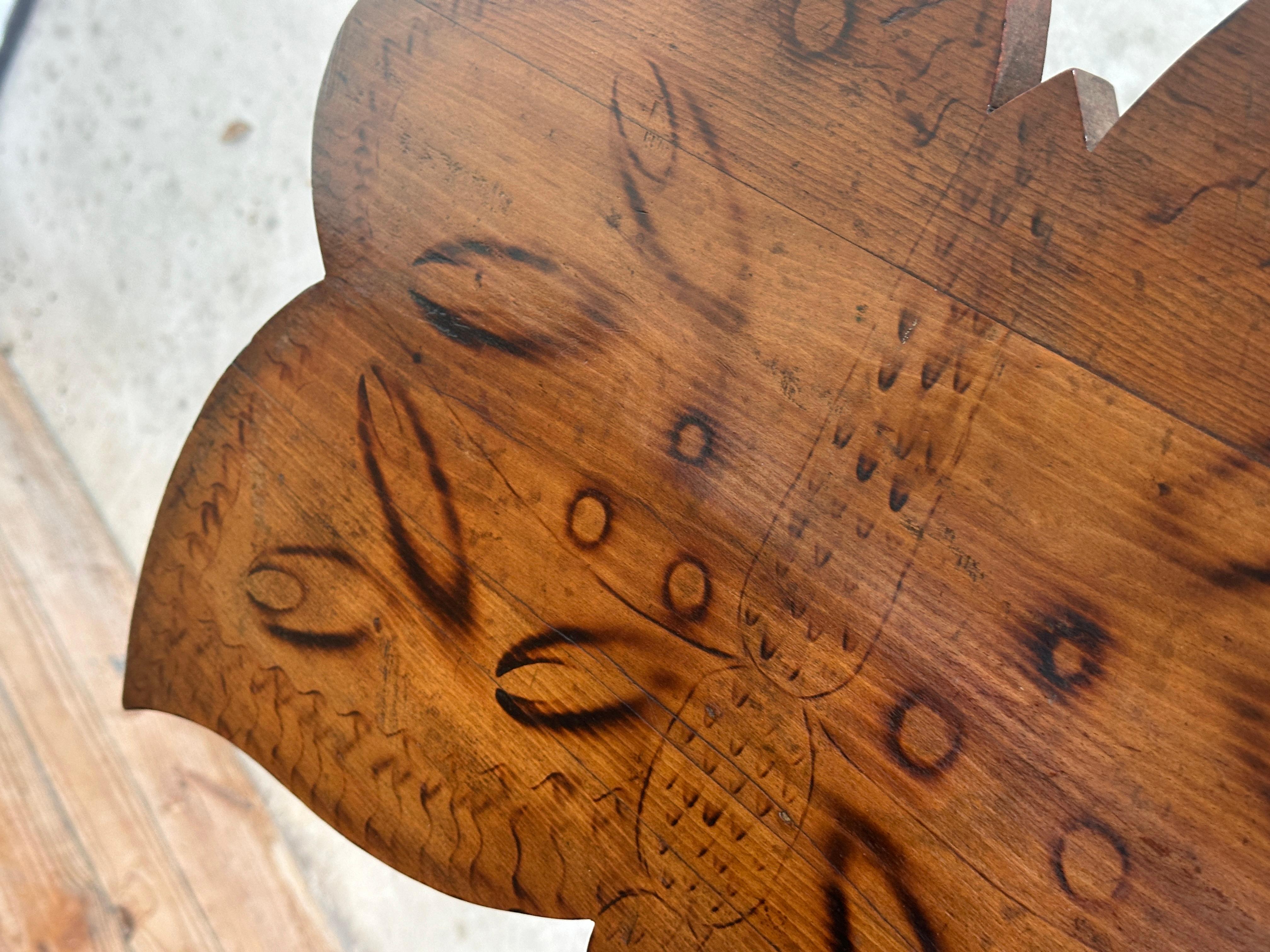 Late 19th Century English Victorian Scorched Bamboo Butterfly Side Table 11