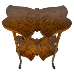 Late 19th Century English Victorian Scorched Bamboo Butterfly Side Table