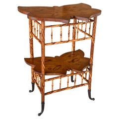 Late 19th Century English Victorian Scorched Bamboo Butterfly Side Table