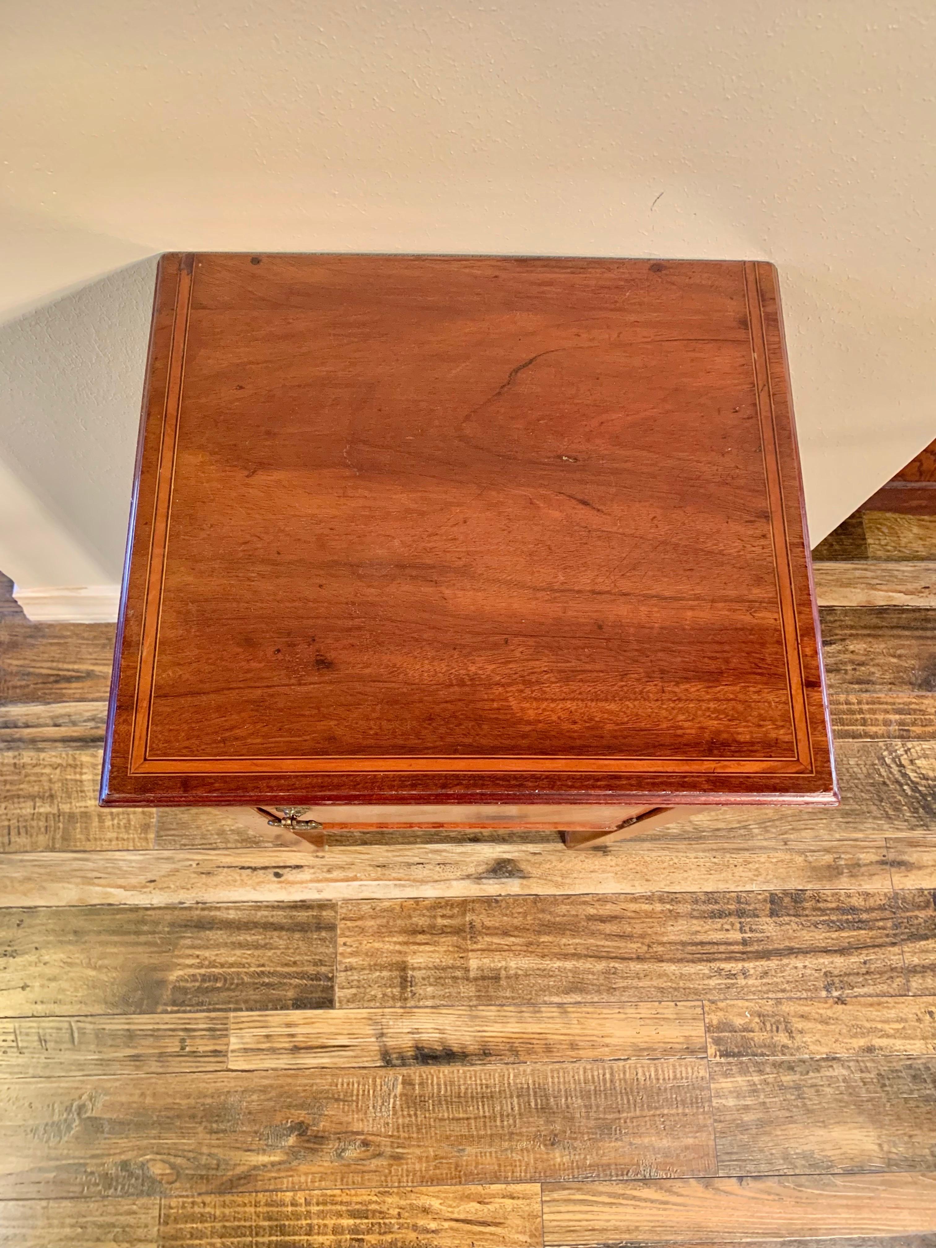 Brass Late 19th Century English Walnut Maple & Co Cabinet Side Table For Sale