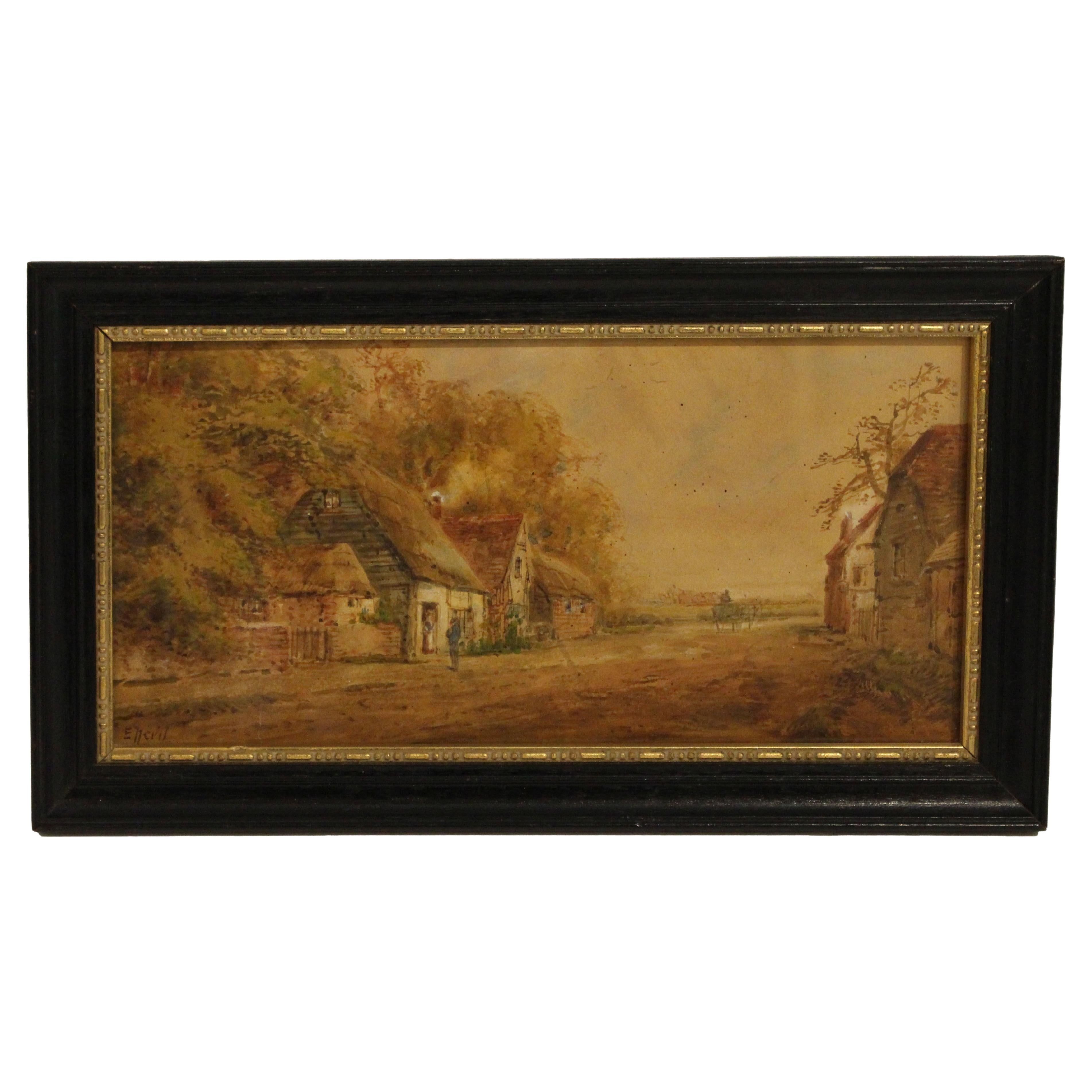 Late 19th Century English Watercolor by E. Nevil For Sale