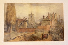 Late 19th Century English Watercolor Town Landscape by Frederick Mew