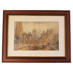 Late 19th Century English Watercolor Town Landscape by Frederick Mew