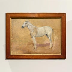 Late 19th Century English White Thoroughbred Horse Painting