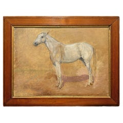 Late 19th Century English White Thoroughbred Horse Painting