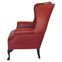 Sedia in pelle Wingback inglese della fine del XIX secolo