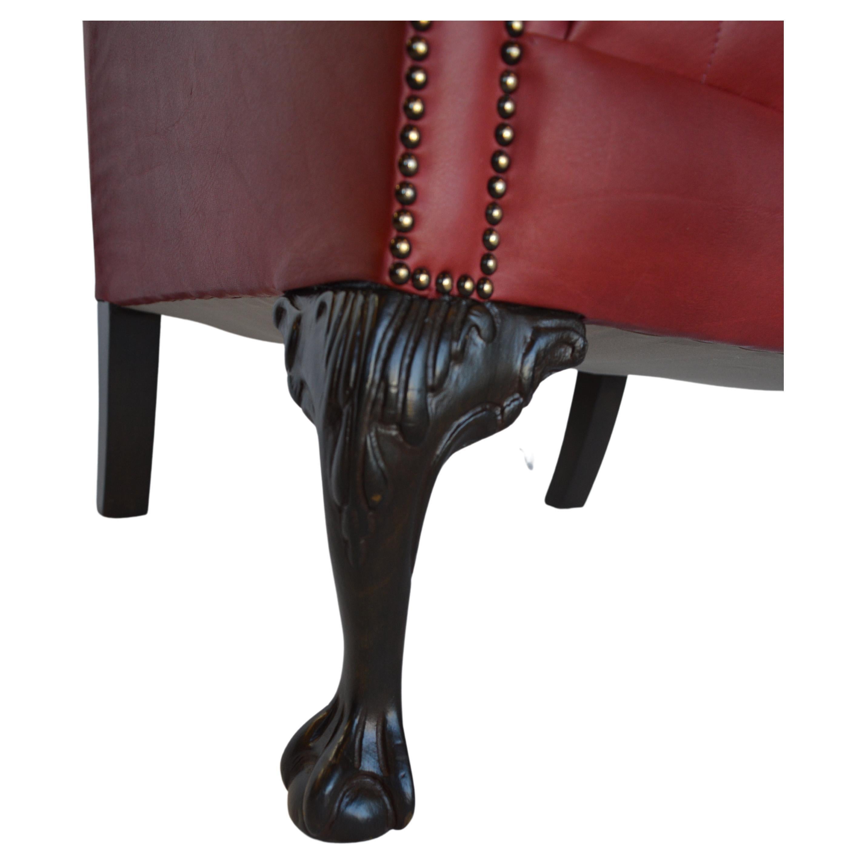 Fin du XIXe siècle, chaise anglaise en cuir Wingback en vente 1