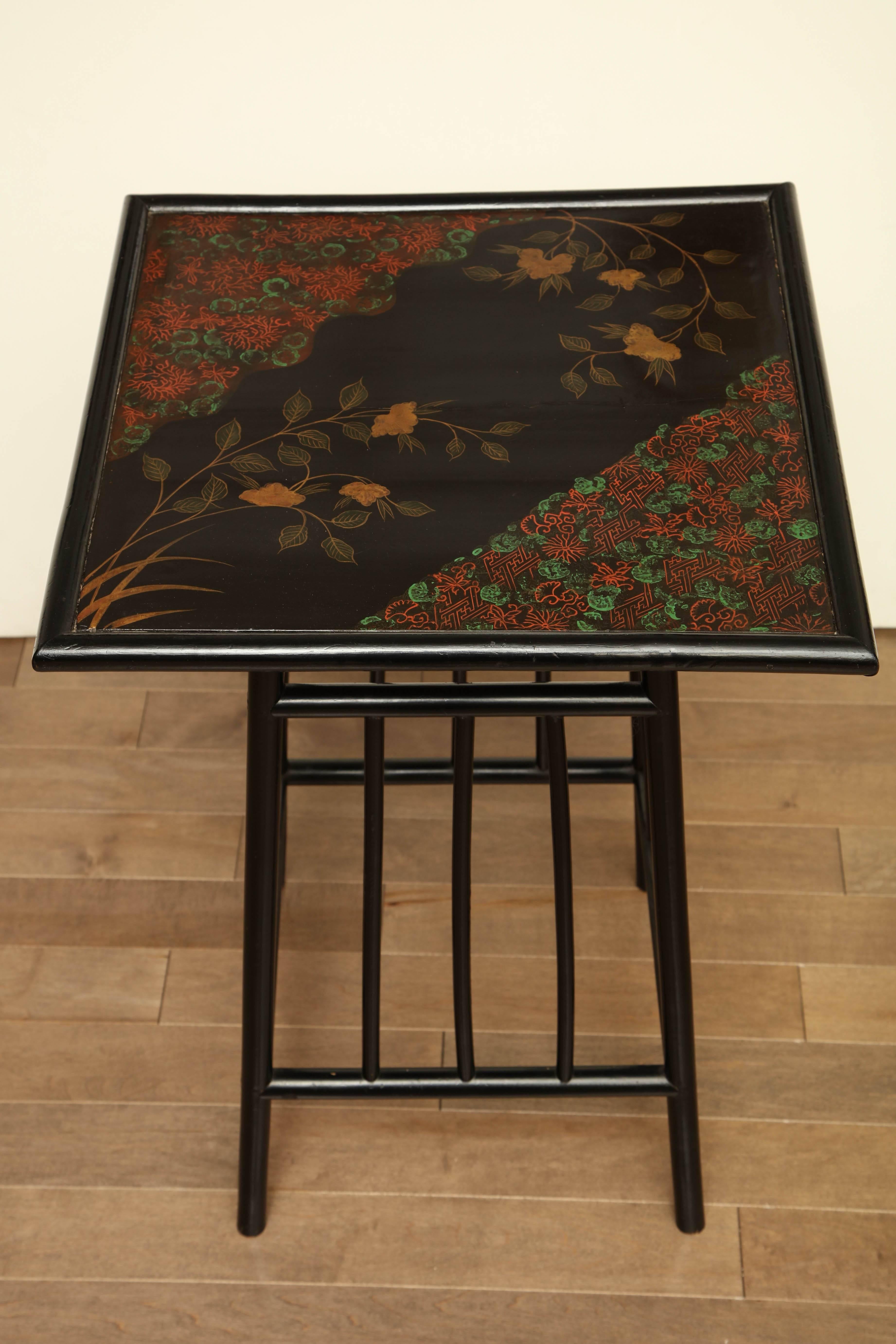 Aesthetic Movement Late 19th Century English, Lacquered and Decorated Table