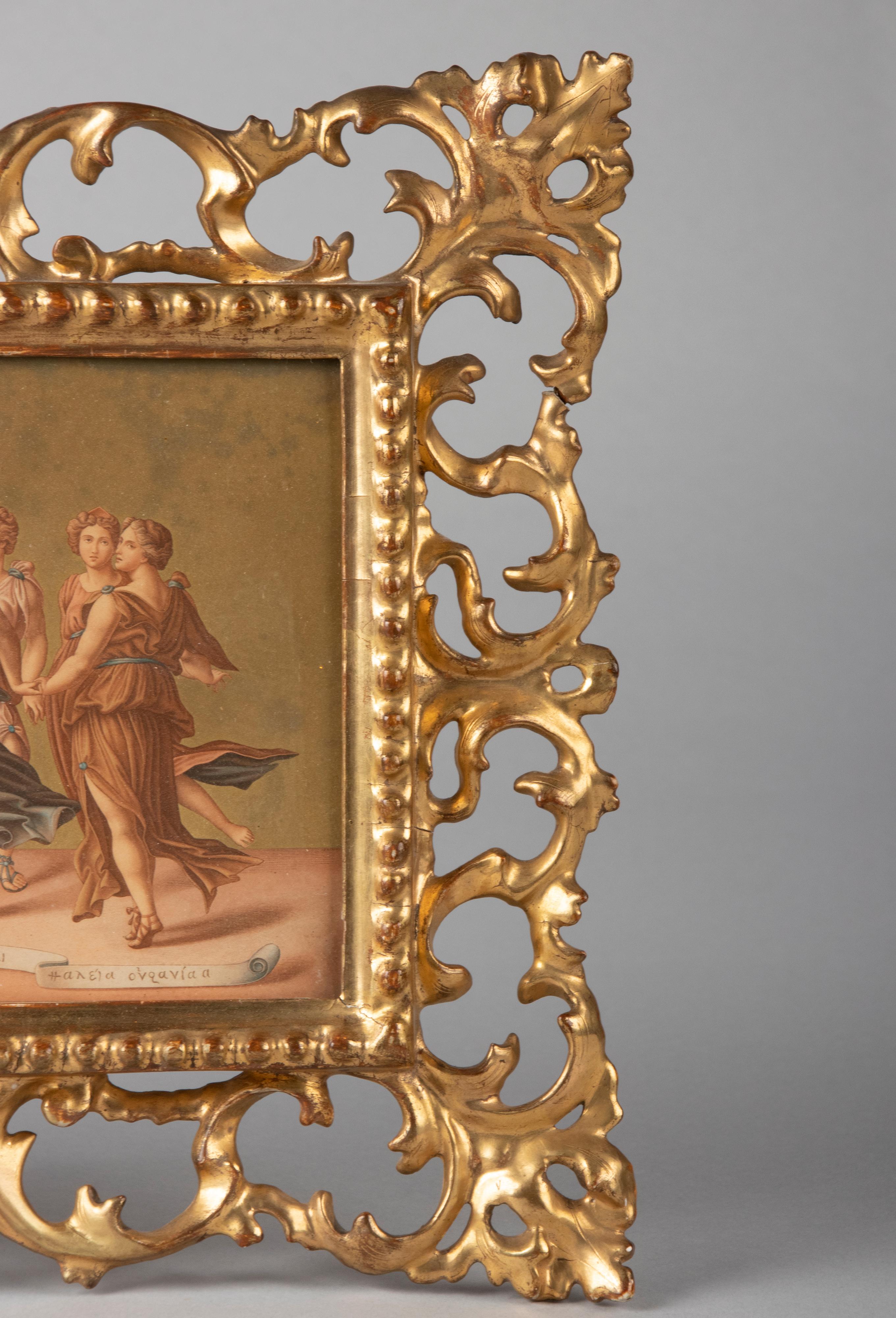 Late 19th Century Engraving of Greek Graces in Gold Leaf Frame For Sale 12