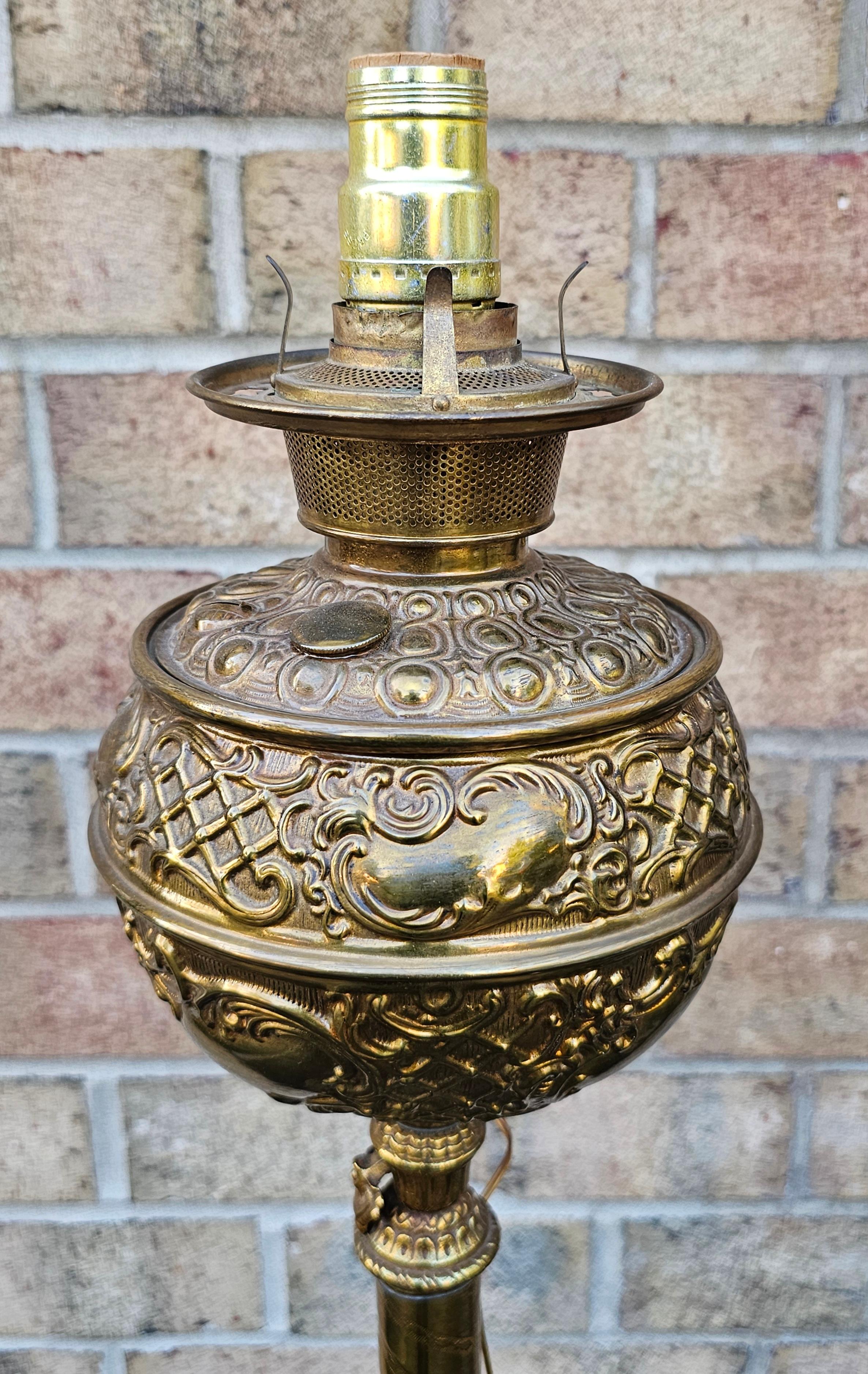 Late 19th Century Etched Brass Piano Floor Lamp For Sale 1