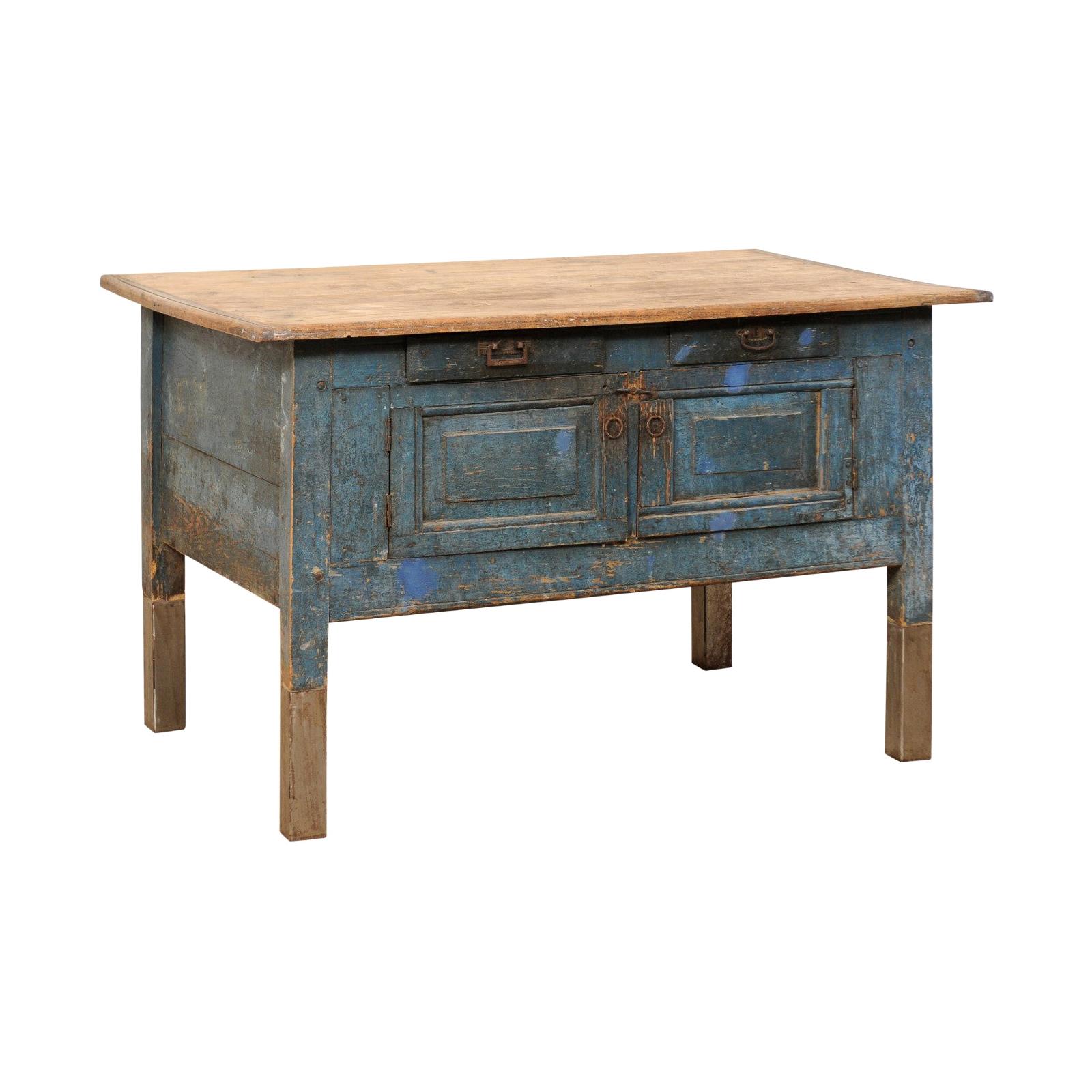 Late 19th Century European Table Top Cabinet with Great Storage For Sale