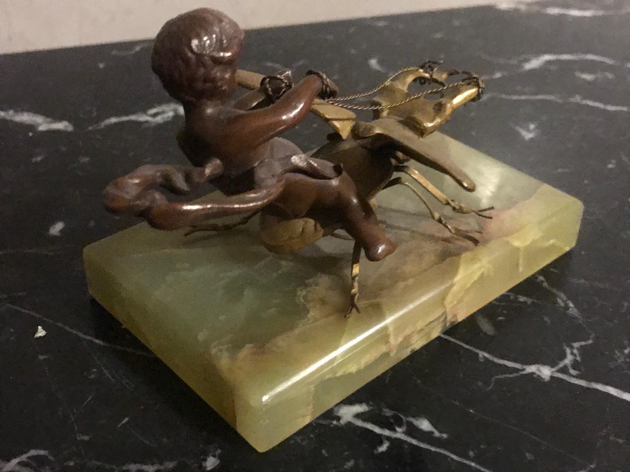 Late 19th Century Eutrope Bouret Style Bronze Child on a Beetle Statue For Sale 4