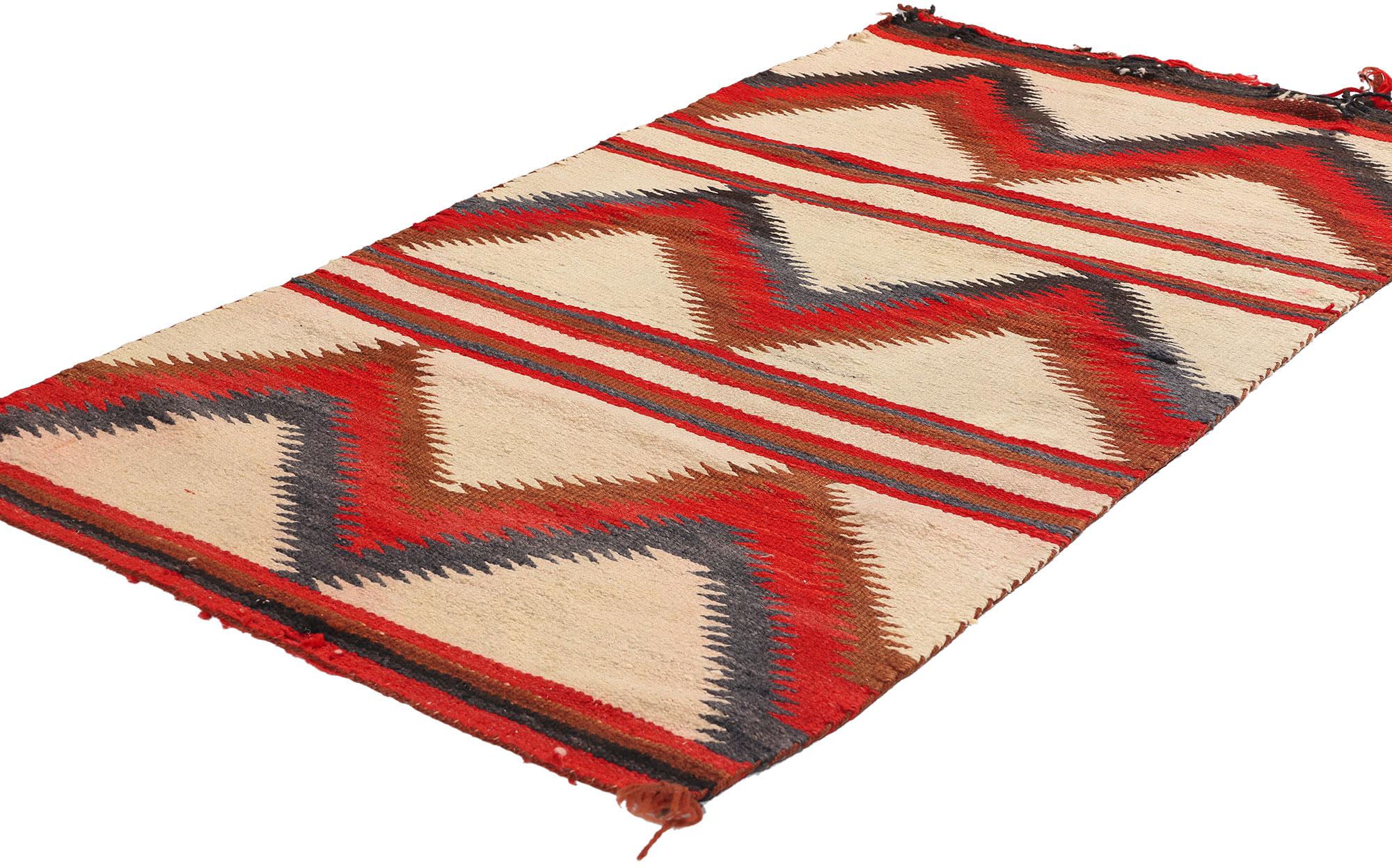 79083 Late 19th Century Antique Eye Dazzler Southwest Modern Rug, 02'06 x 04'09. This exclusive handwoven wool antique kilim from the American Southwest is a brilliant artifact of textile innovation and cultural storytelling, dating to the late 19th