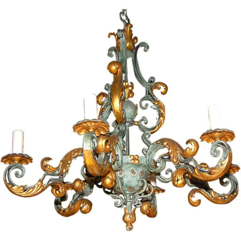 ON SALE Late 19th Century  French Wrought Iron Chandelier