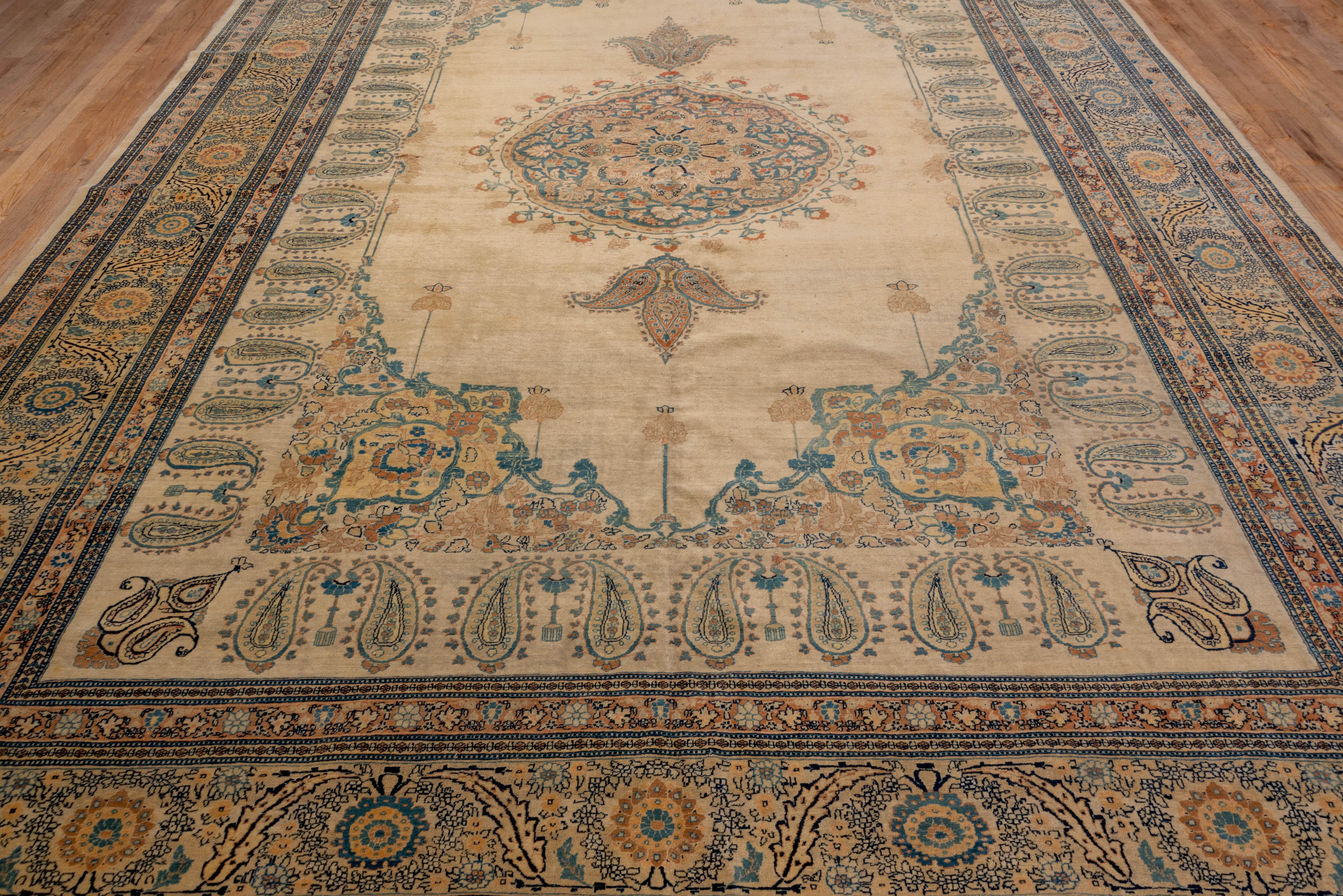 Wool Late 19th Century Fancy Persian Haji Jalili Tabriz Carpet For Sale