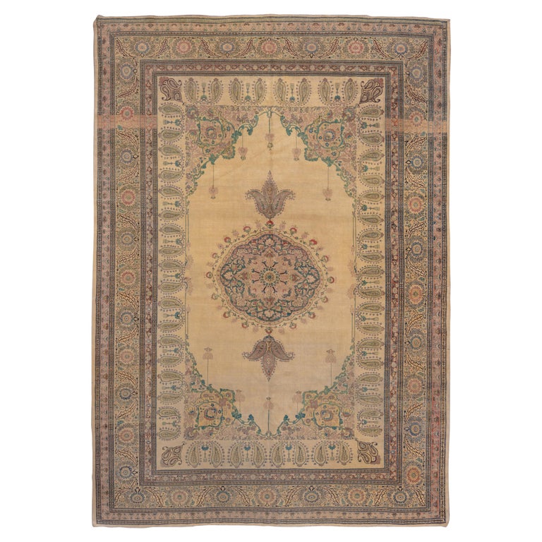 Late 19th Century Fancy Persian Haji Jalili Tabriz Carpet For Sale at
