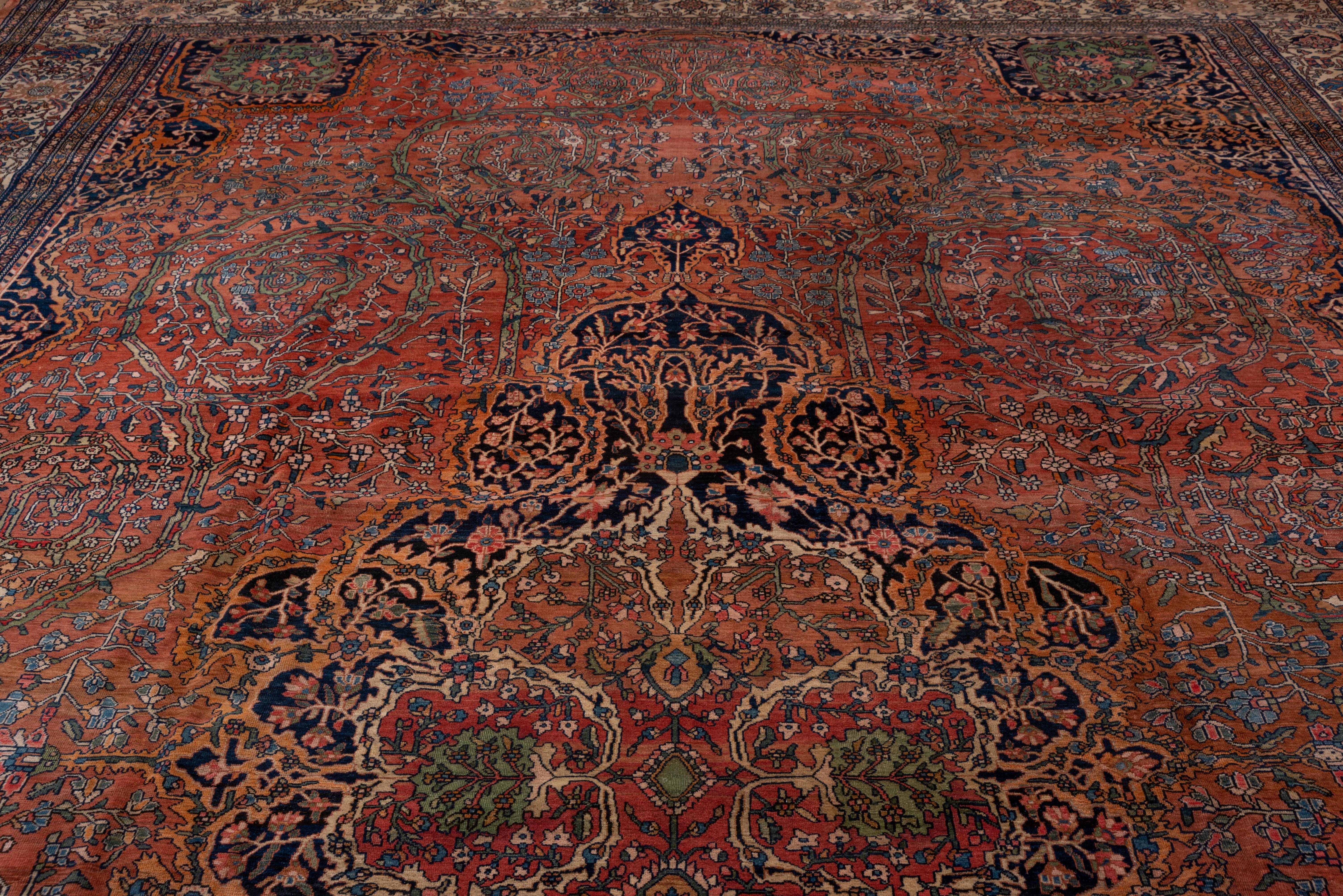Persian Late 19th Century Farahan Sarouk Mansion Carpet, Rust Field, Center Medallion For Sale