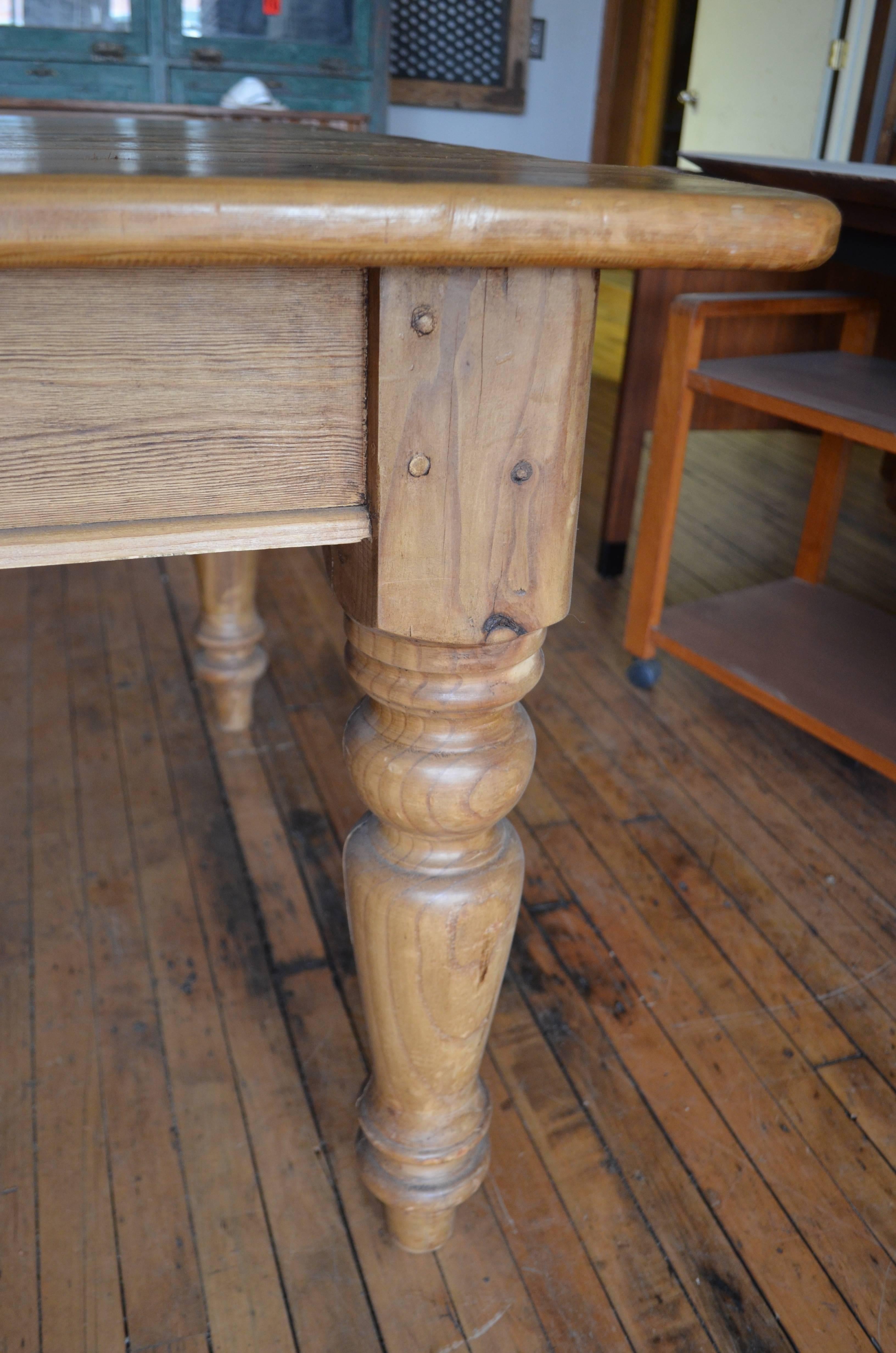 Late 19th Century Farm Table from Pine with Balustrade Legs In Good Condition In Madison, WI