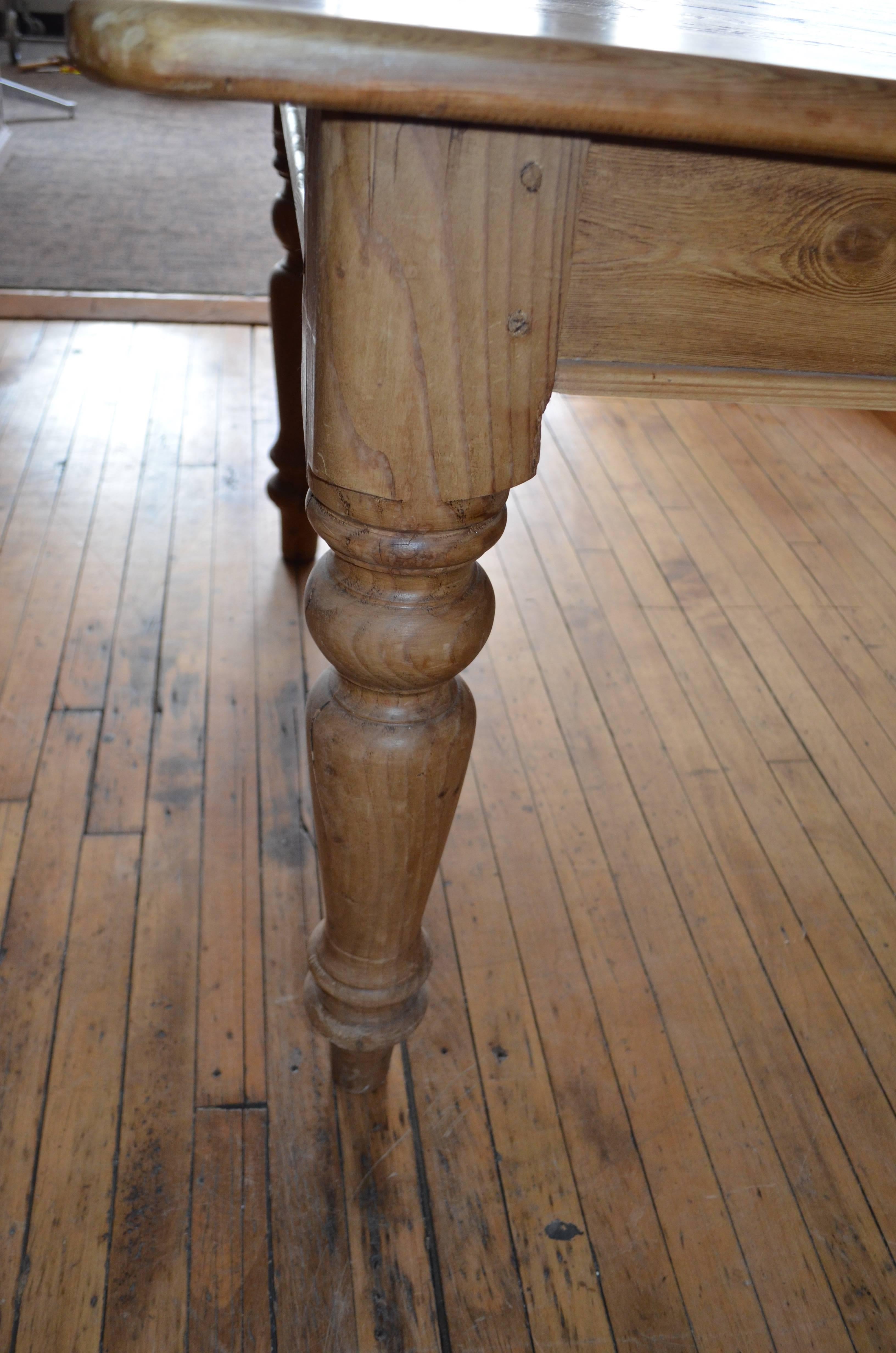 Late 19th Century Farm Table from Pine with Balustrade Legs 1