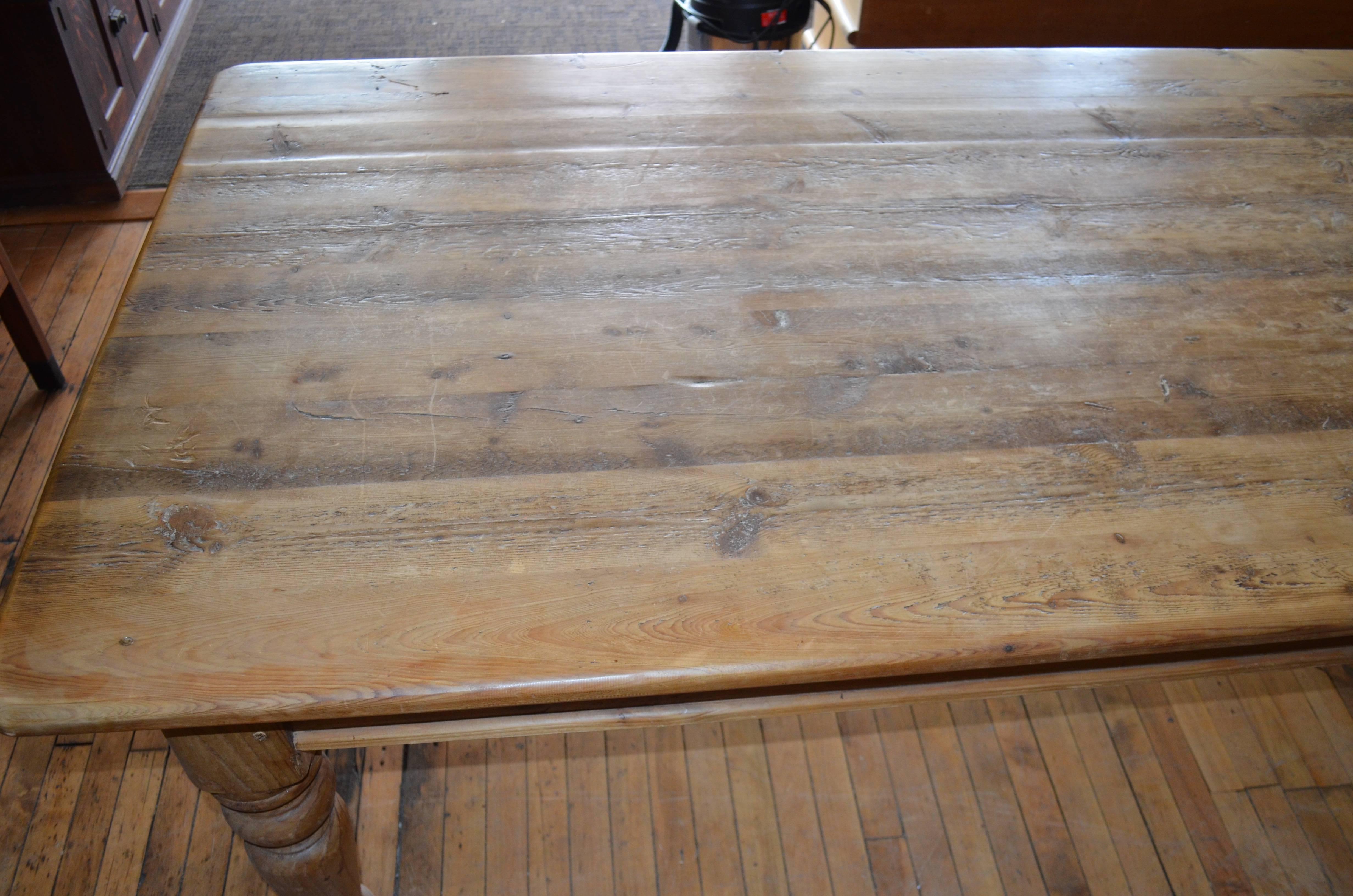Late 19th Century Farm Table from Pine with Balustrade Legs 2