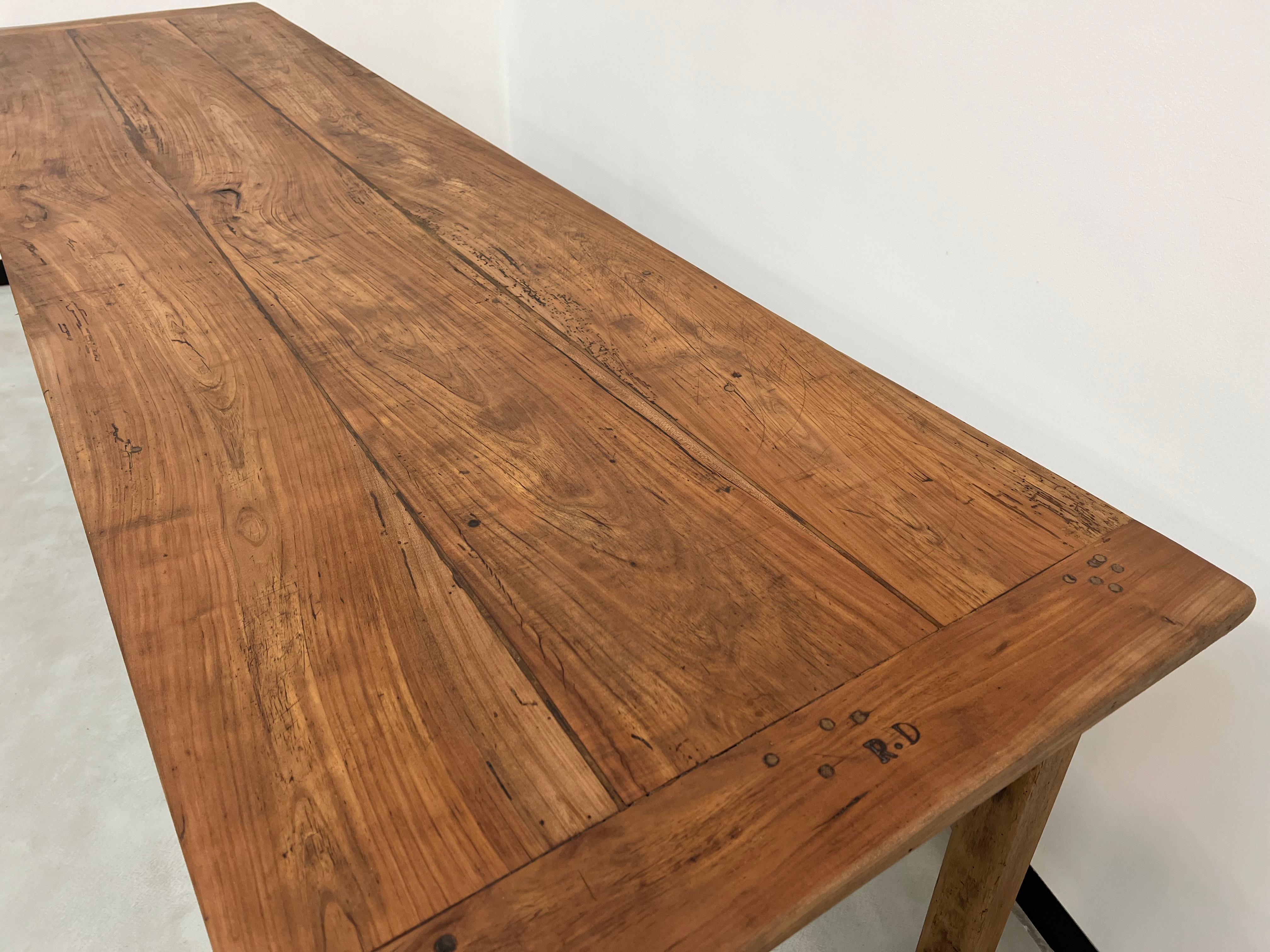 Late 19th Century Late 19th century farm table in solid cherry wood For Sale