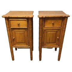 Antique Late 19th Century Faux Bamboo Nightstands, a Pair