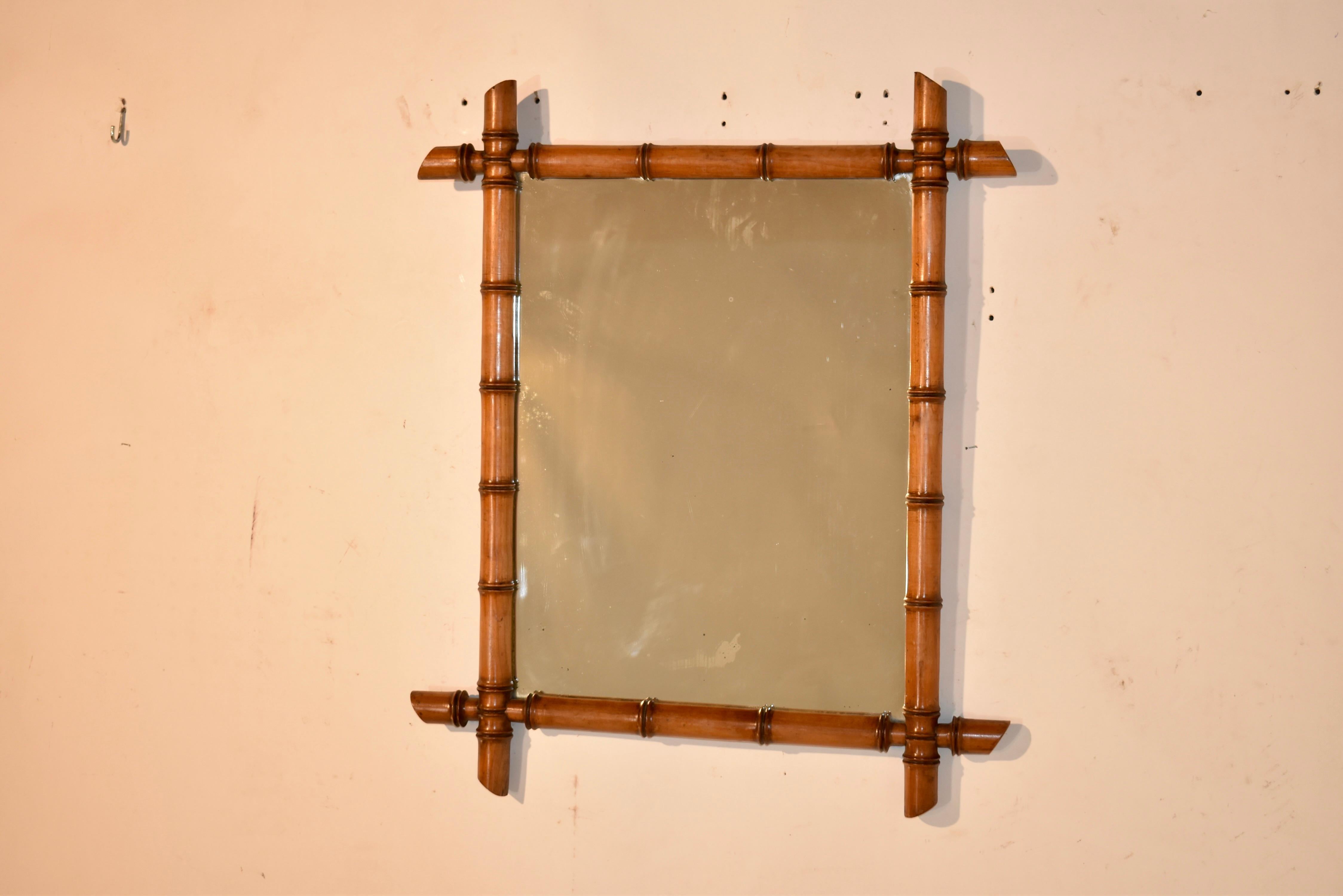 Art Nouveau Late 19th Century Faux Bamboo Wall Mirror For Sale