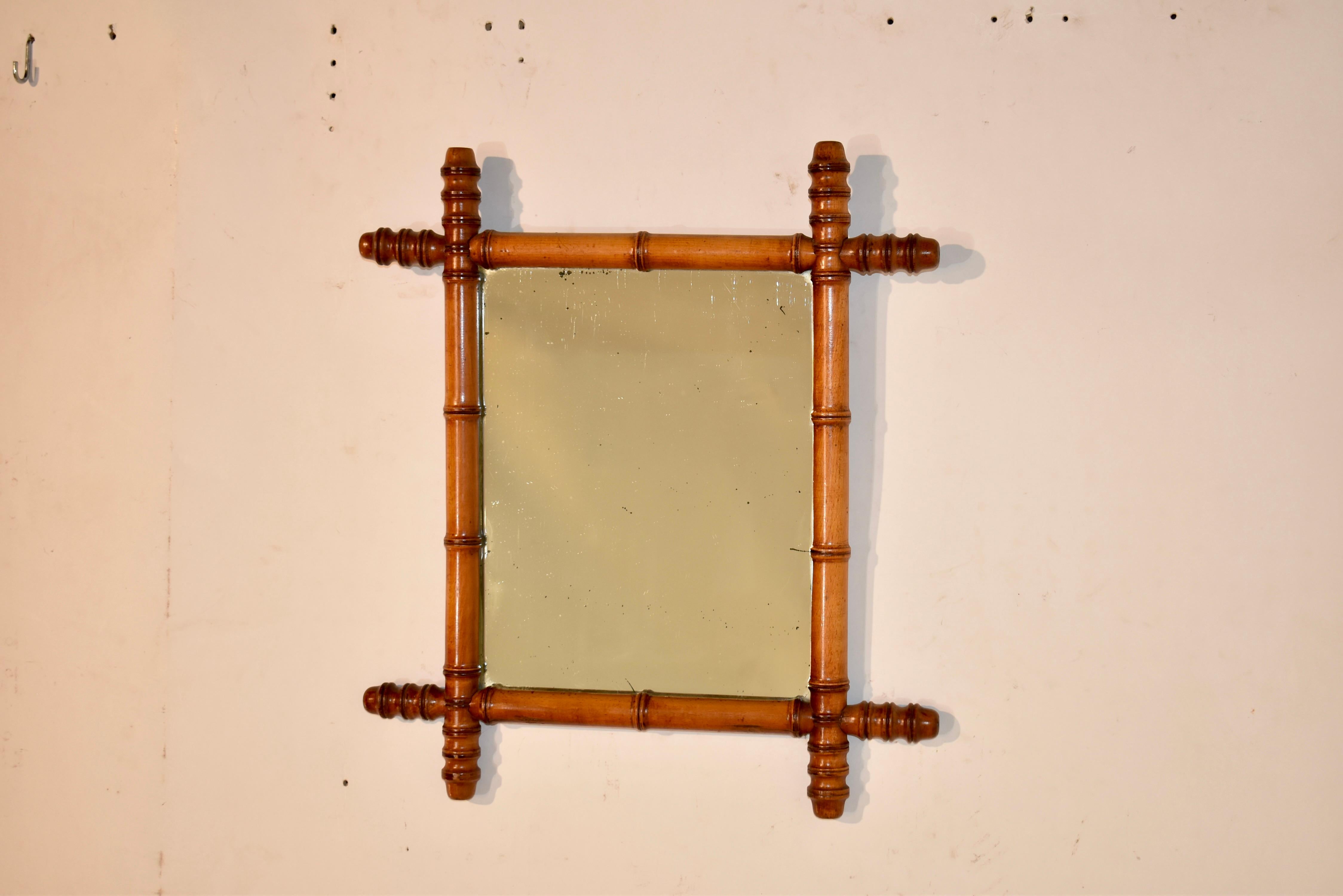 French Late 19th Century Faux Bamboo Wall Mirror For Sale