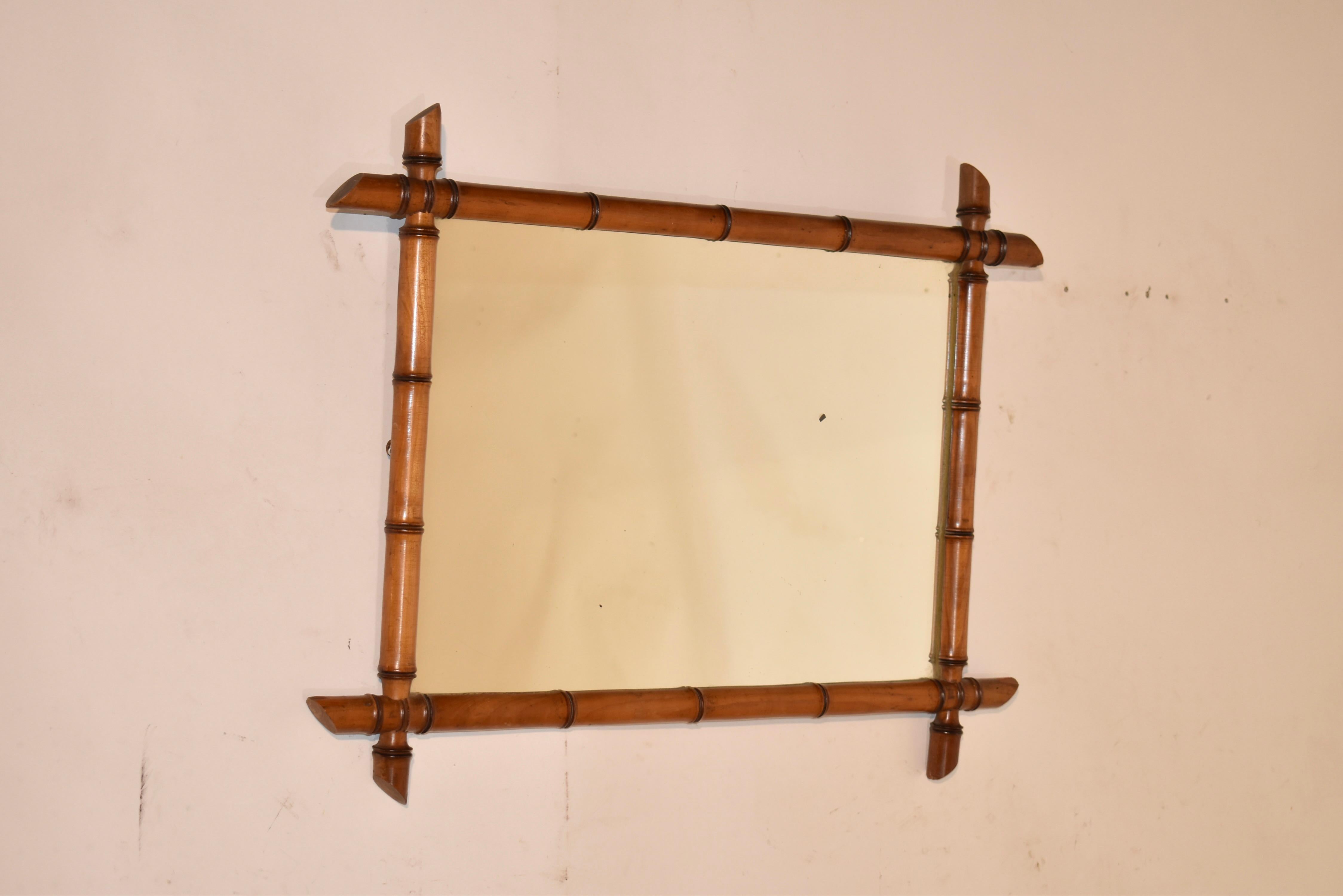 Turned Late 19th Century Faux Bamboo Wall Mirror For Sale