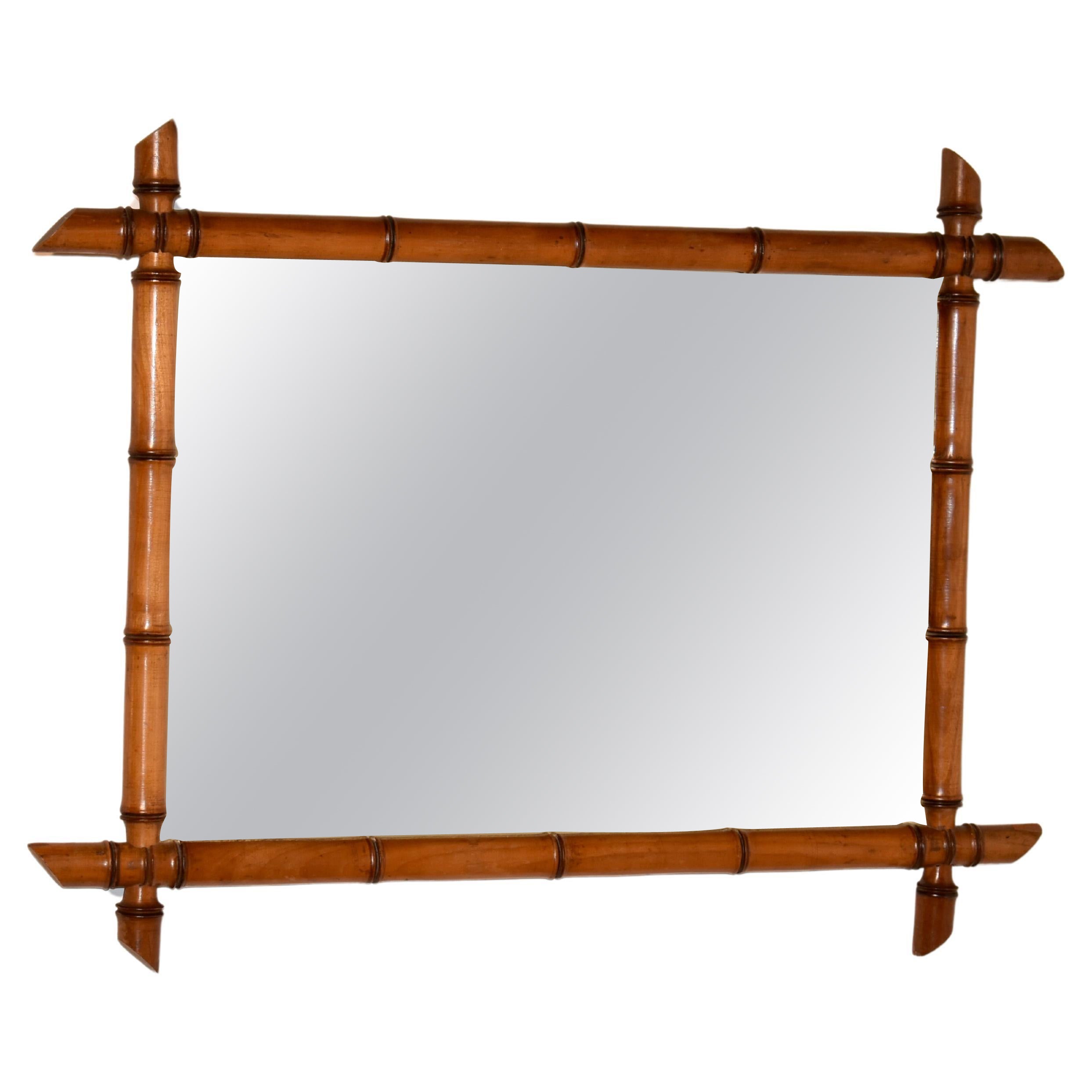 Miroir mural en faux bambou de la fin du XIXe siècle