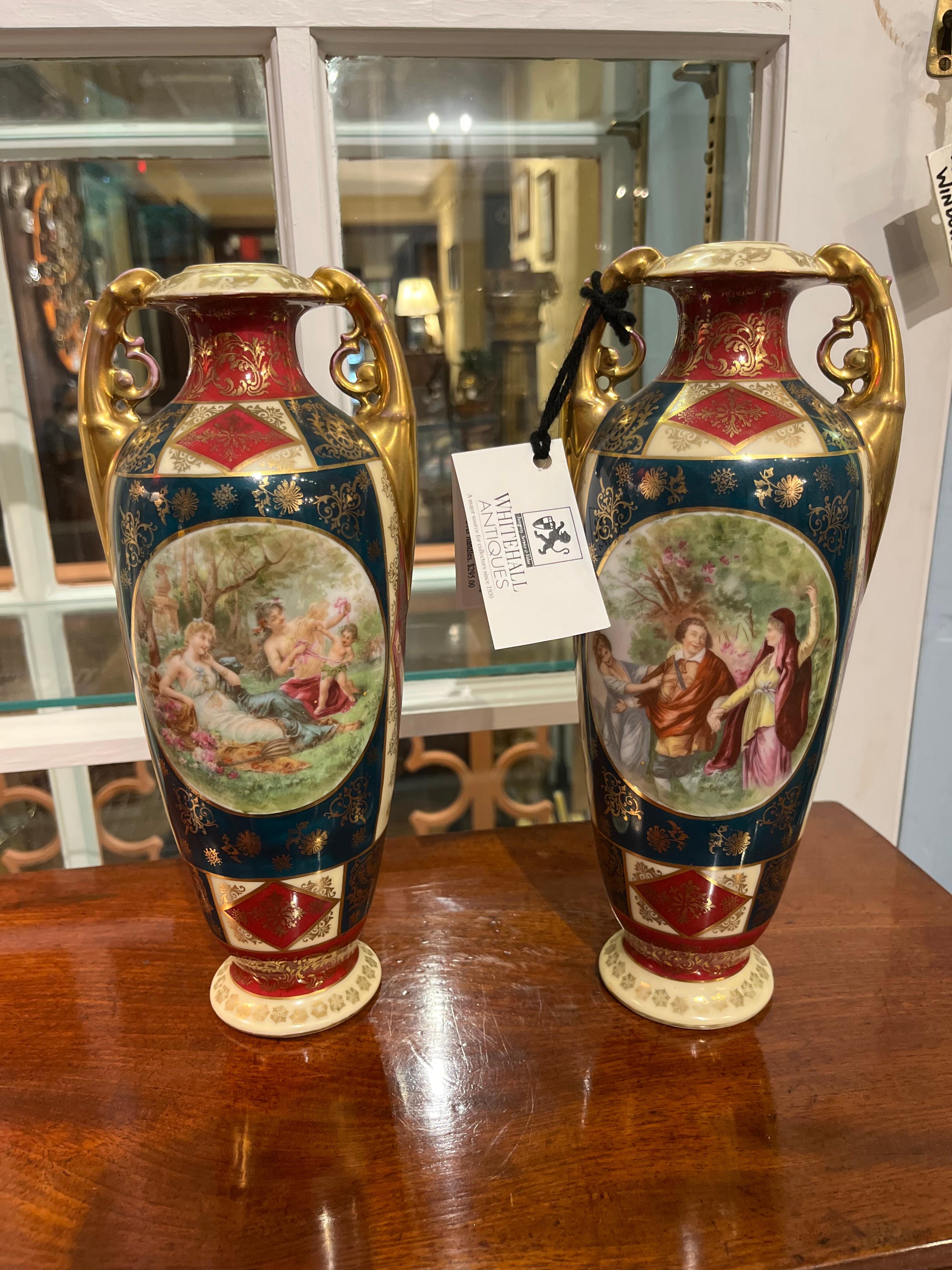 Vasi art nouveau finto reale di Vienna della fine del XIX secolo in vendita 5