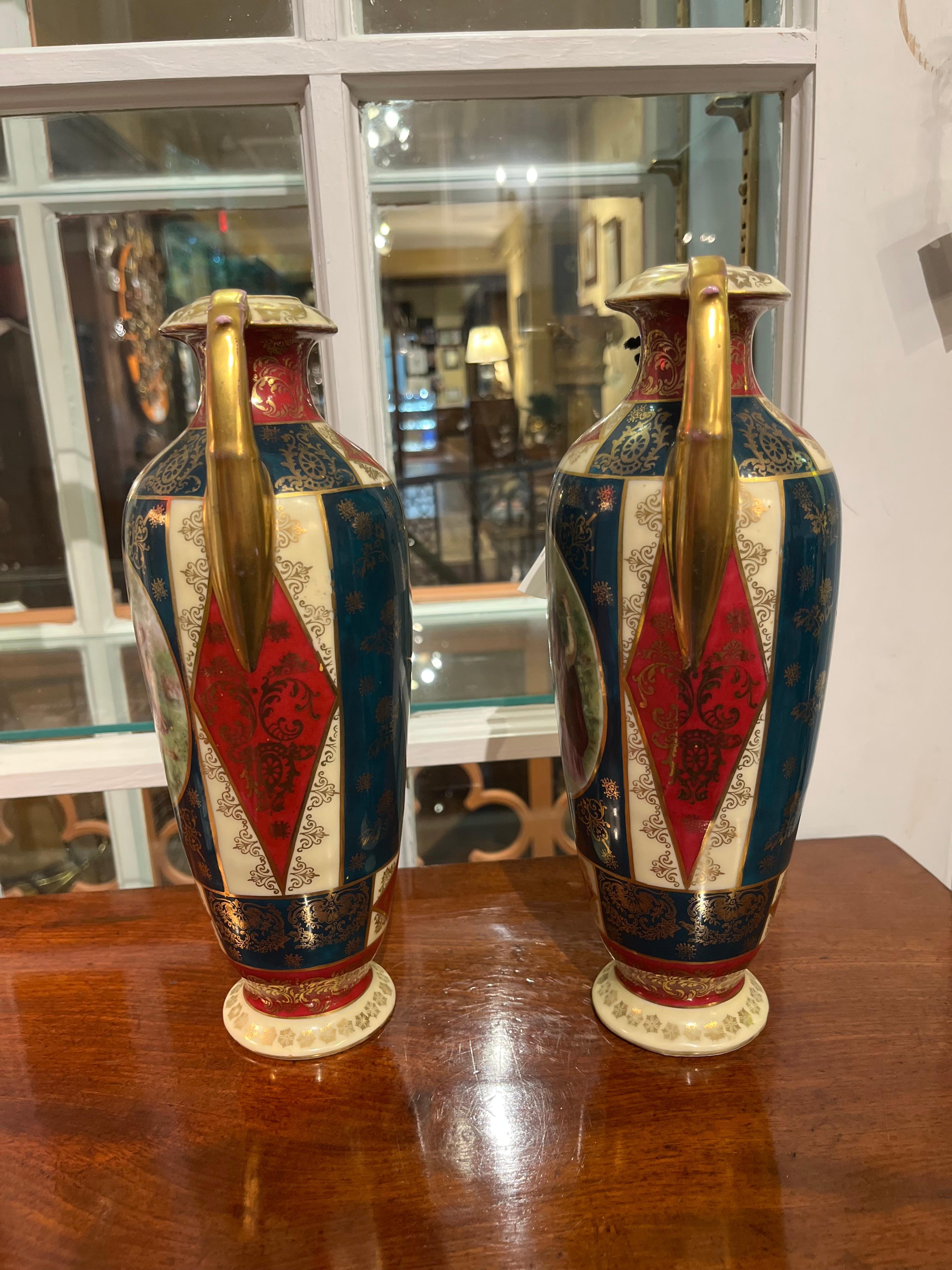 Vasi art nouveau finto reale di Vienna della fine del XIX secolo in vendita 6