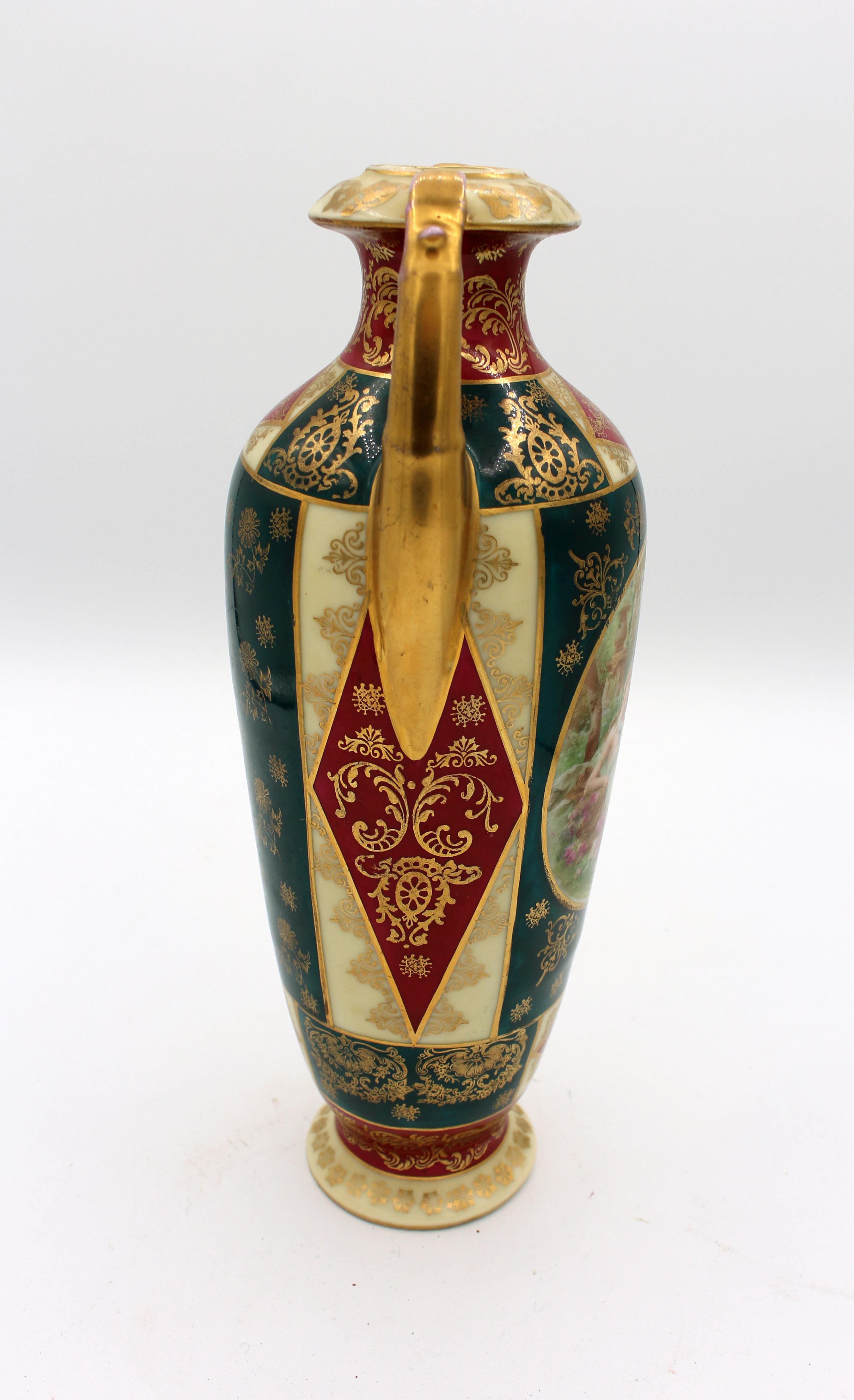 Late 19th Century Faux Royal Vienna Art Nouveau Vases For Sale 1