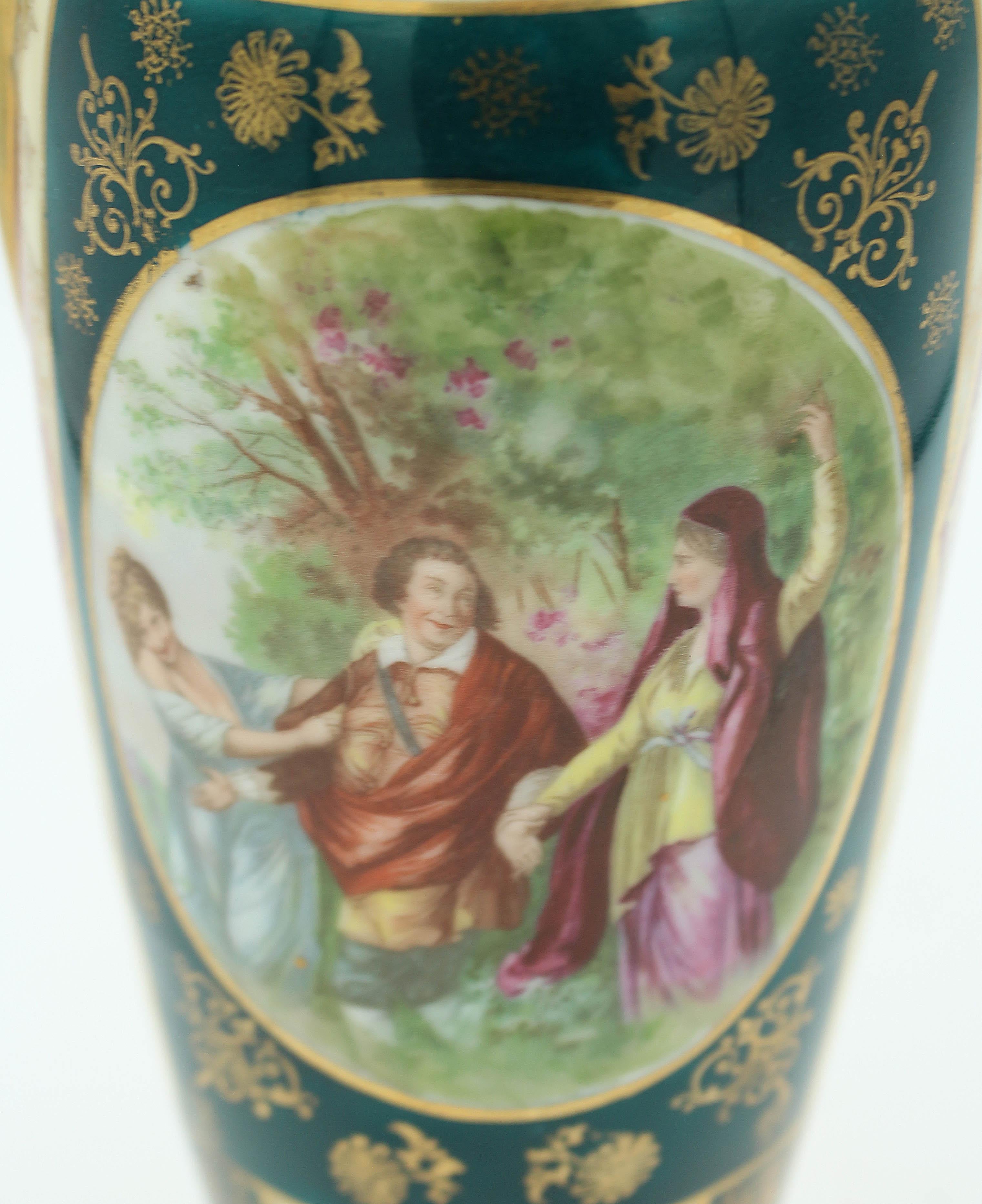 Late 19th Century Faux Royal Vienna Art Nouveau Vases For Sale 3