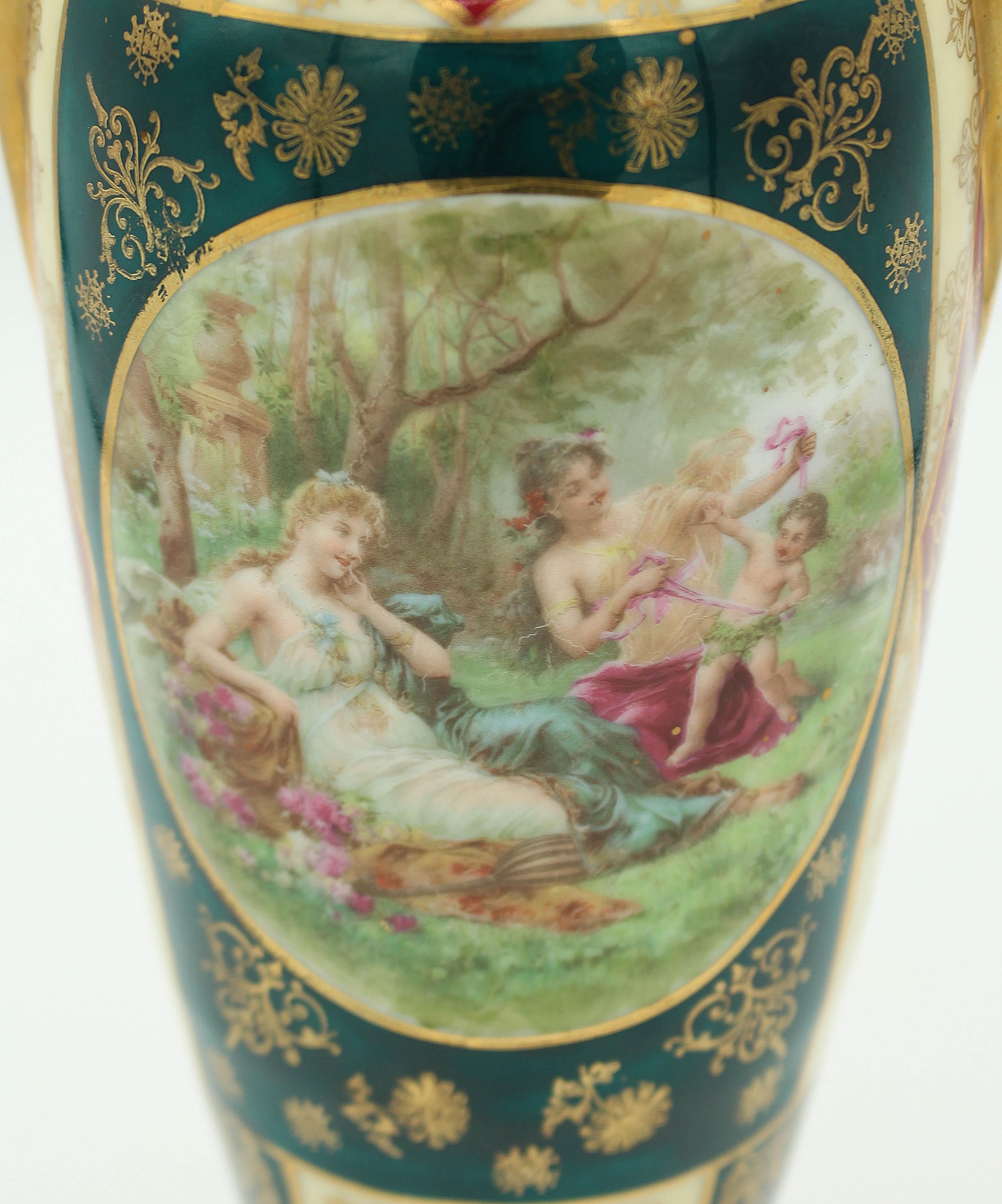 Late 19th Century Faux Royal Vienna Art Nouveau Vases For Sale 4
