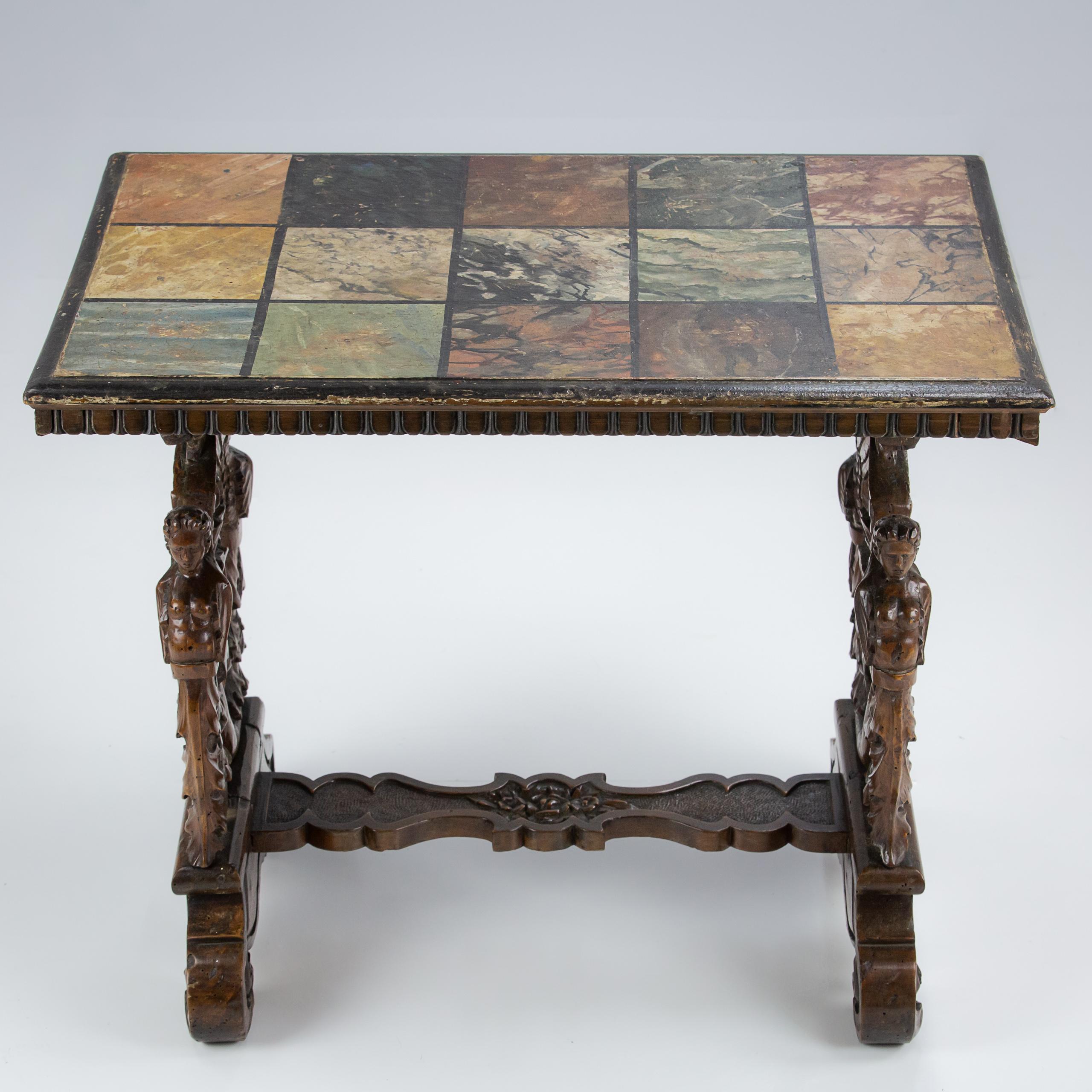 Late 19th Century Faux Specimen Marble Walnut Coffee Table For Sale 4
