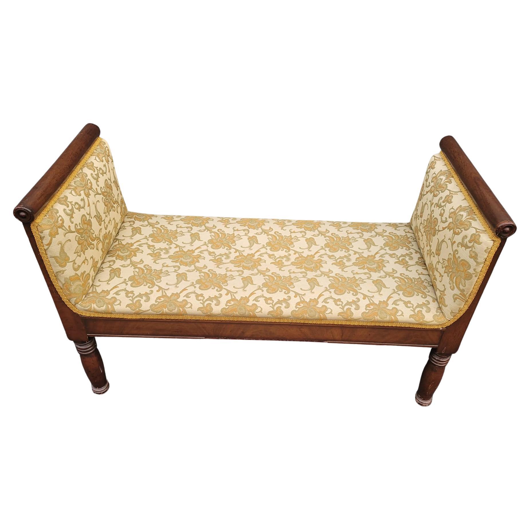 Upholstery Late 19th Century Federal Walnut And Upholstered Window Bench For Sale