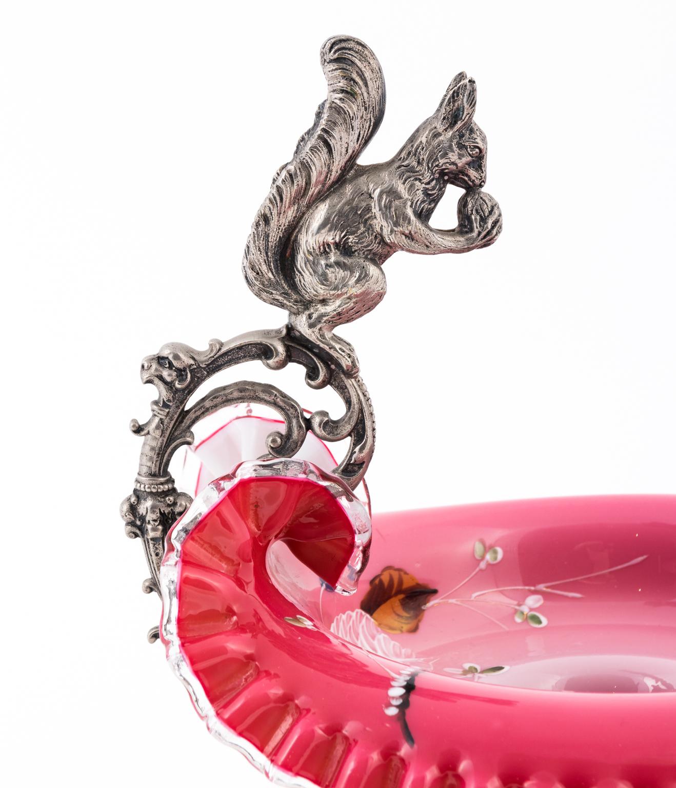 German Late 19th Century Figural Squirrel Brides Basket For Sale