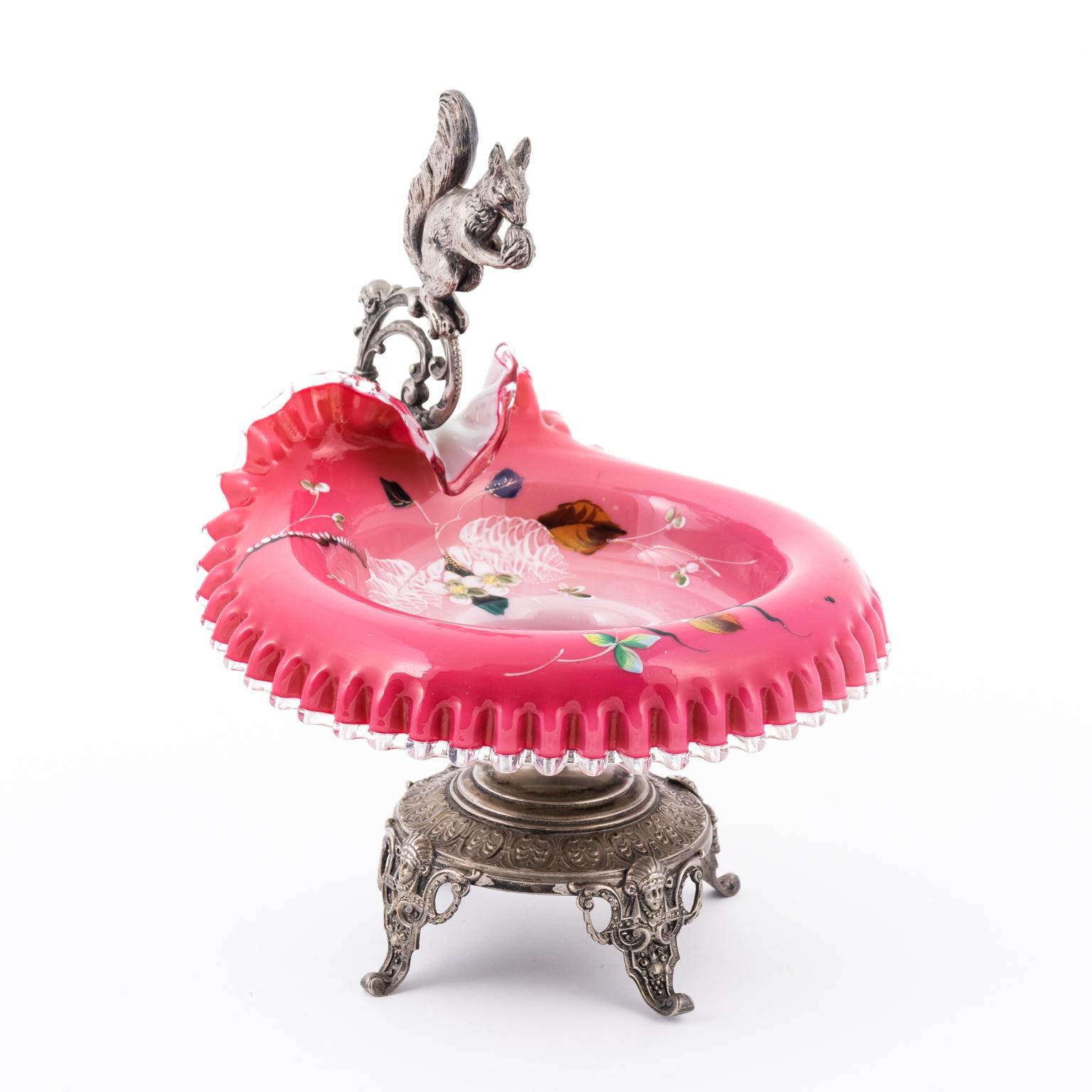 Late 19th Century Figural Squirrel Brides Basket For Sale 1