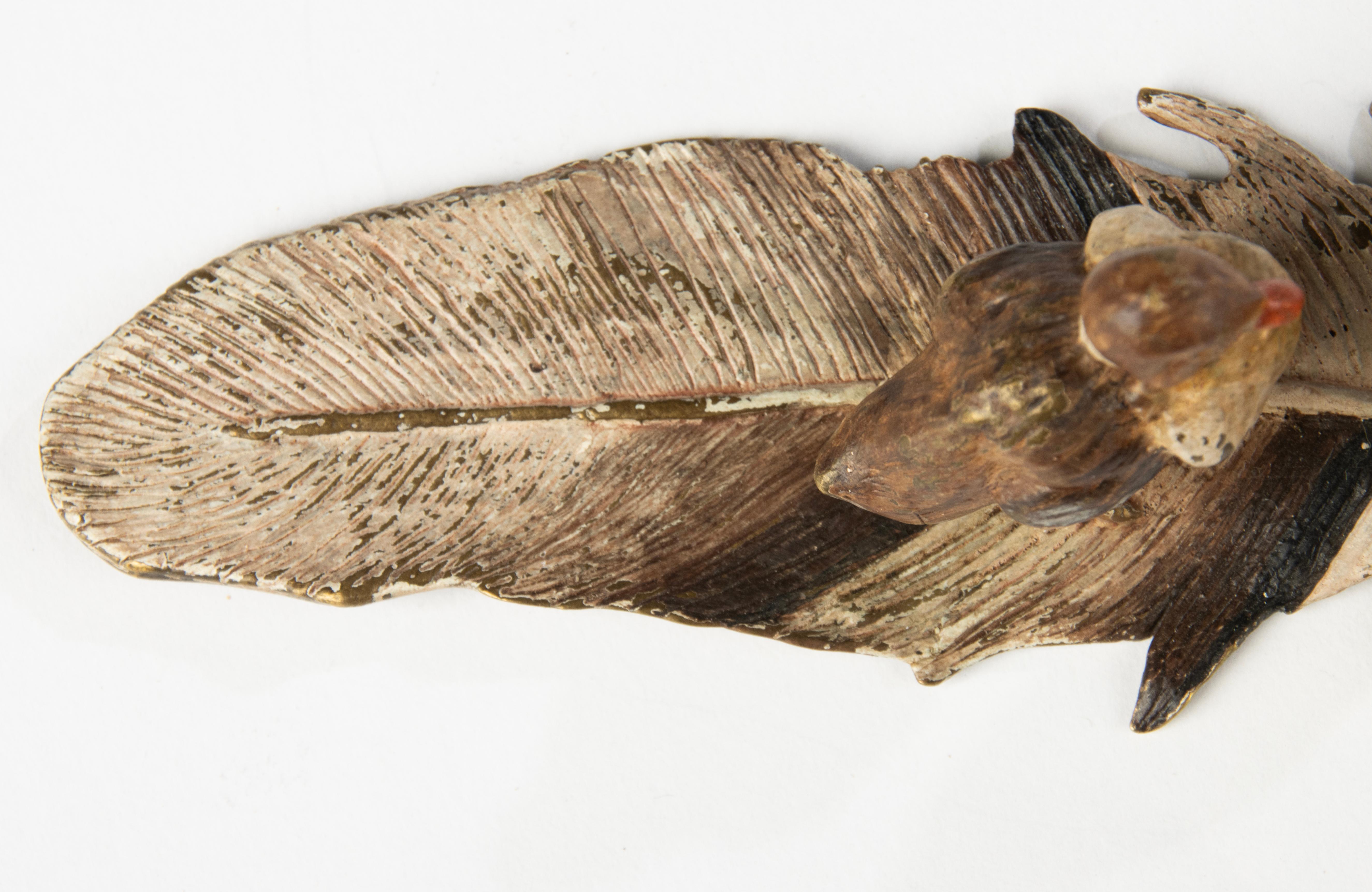 Fin du 19e siècle Figurine - Vienna Bronze - Peint à froid - Oiseaux à la plume en vente 2