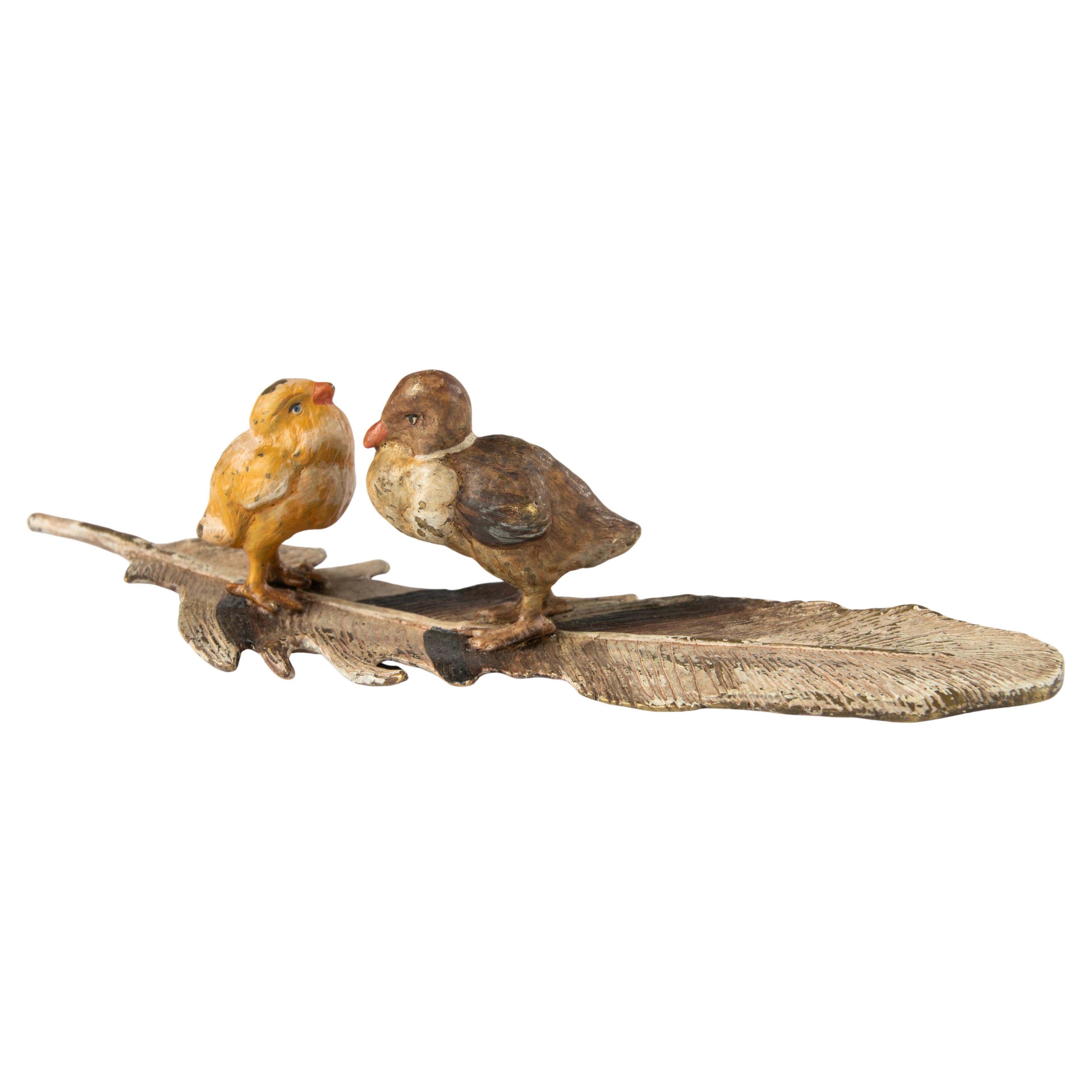 Fin du 19e siècle Figurine - Vienna Bronze - Peint à froid - Oiseaux à la plume