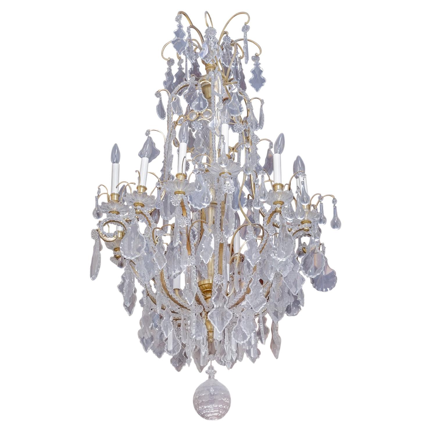 Late 19th Century Fine Louis XVI Cut Crystal and Gilt Bronze Chandelier For Sale