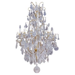 Late 19th Century Fine Louis XVI Cut Crystal and Gilt Bronze Chandelier
