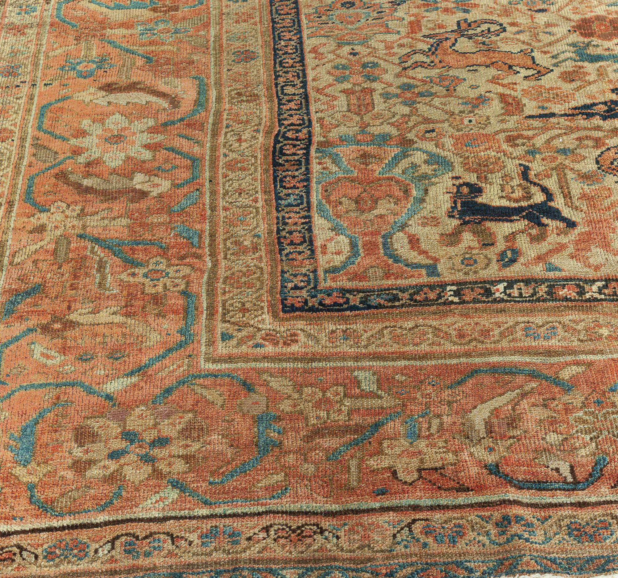 Wool Late 19th Century Persian Sultanabad Area Rug For Sale