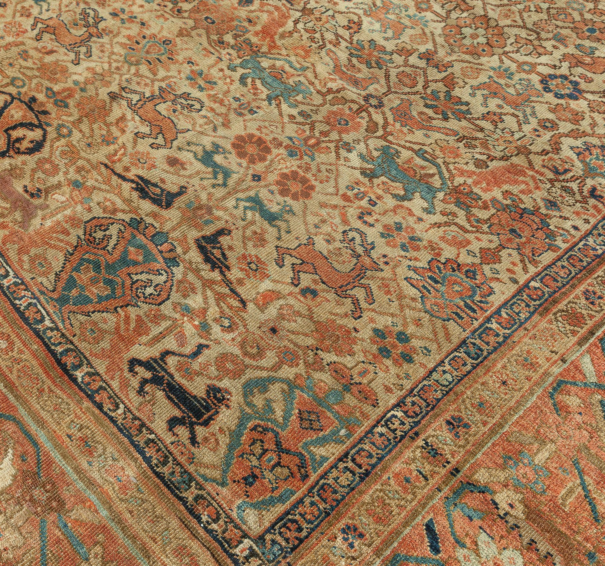 Late 19th Century Persian Sultanabad Area Rug For Sale 1