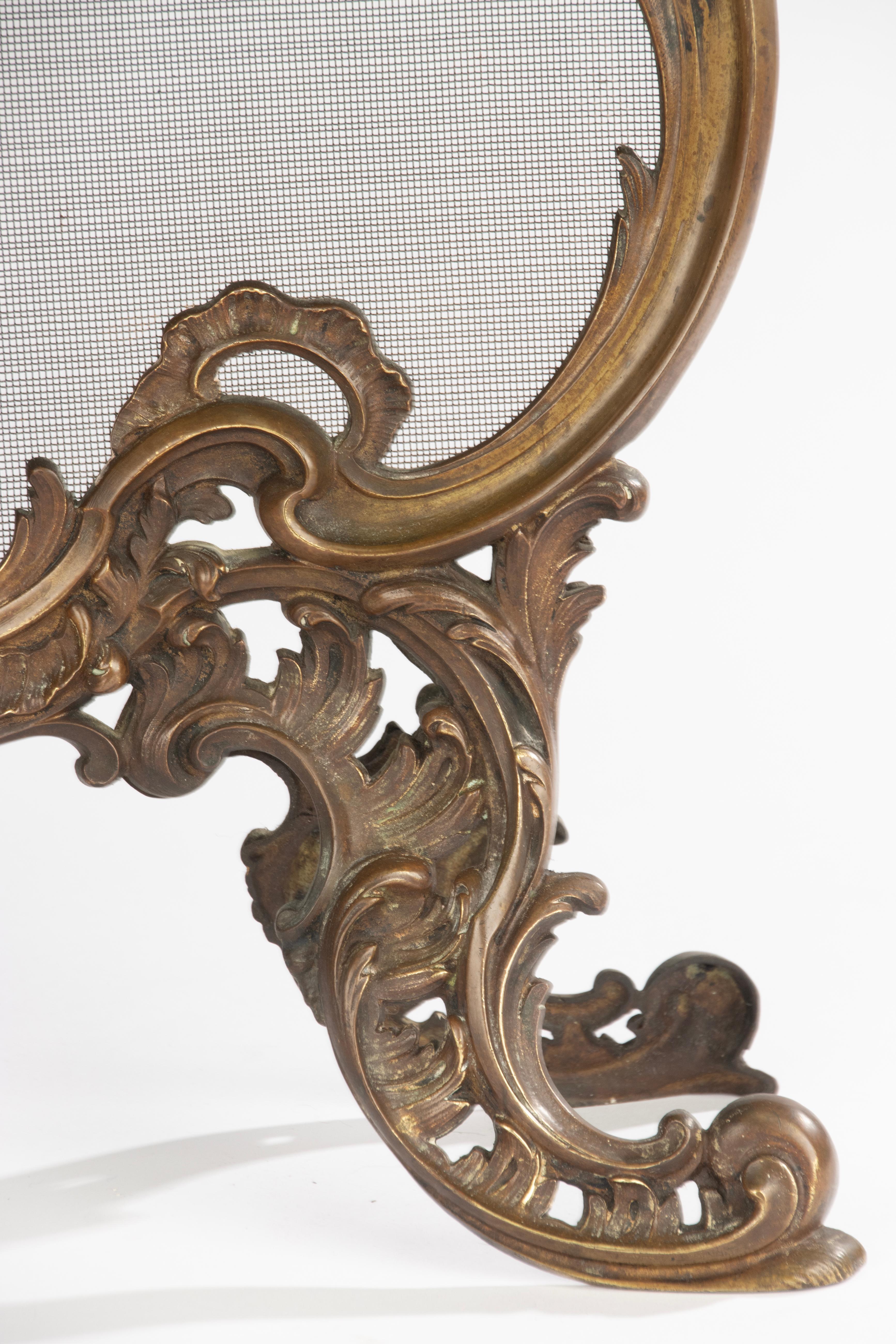 Kaminschirm aus dem späten 19. Jahrhundert - Bronze - Rokoko-Rankenwerk im Angebot 3